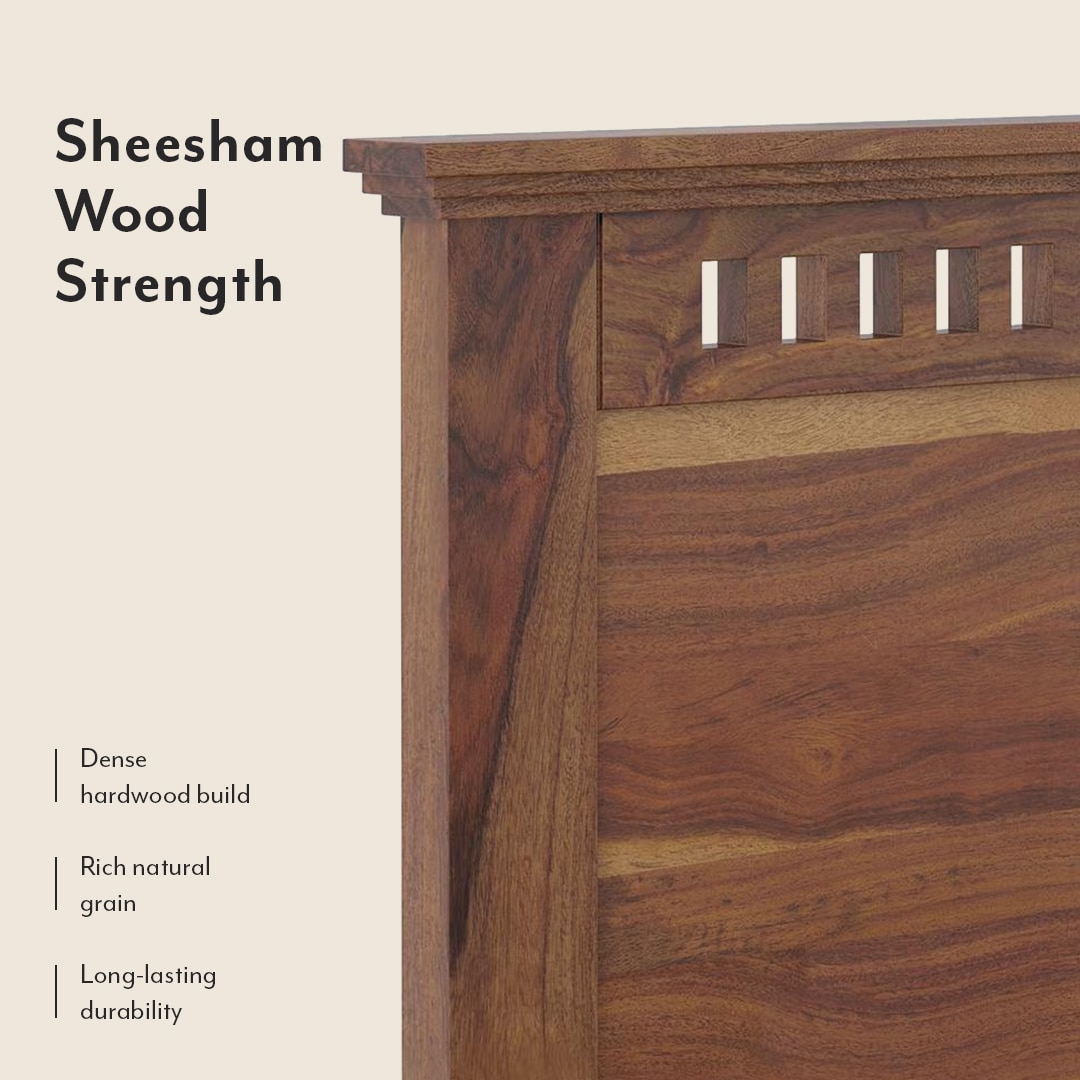 Fidora Solid Wood Queen Hydraulic Storage Bed In Teak Finish