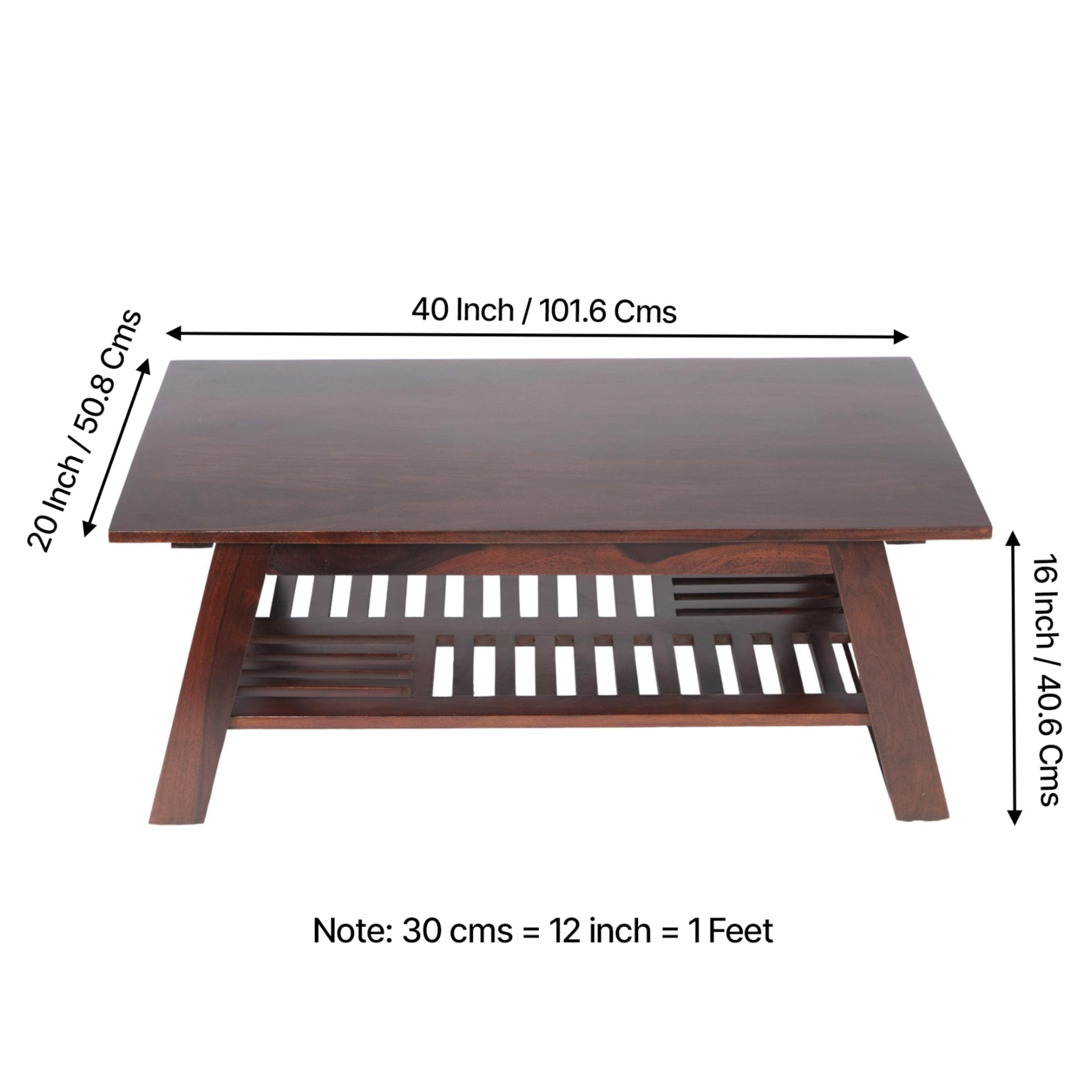Alison Sheesham Wood Coffee Table In Walnut Finish