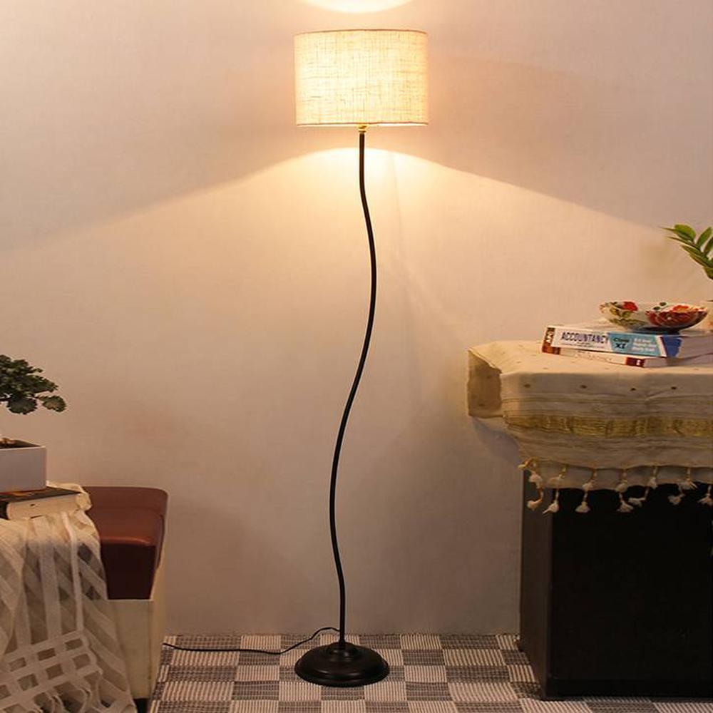 Donahue White Cotton Shade Floor Lamp