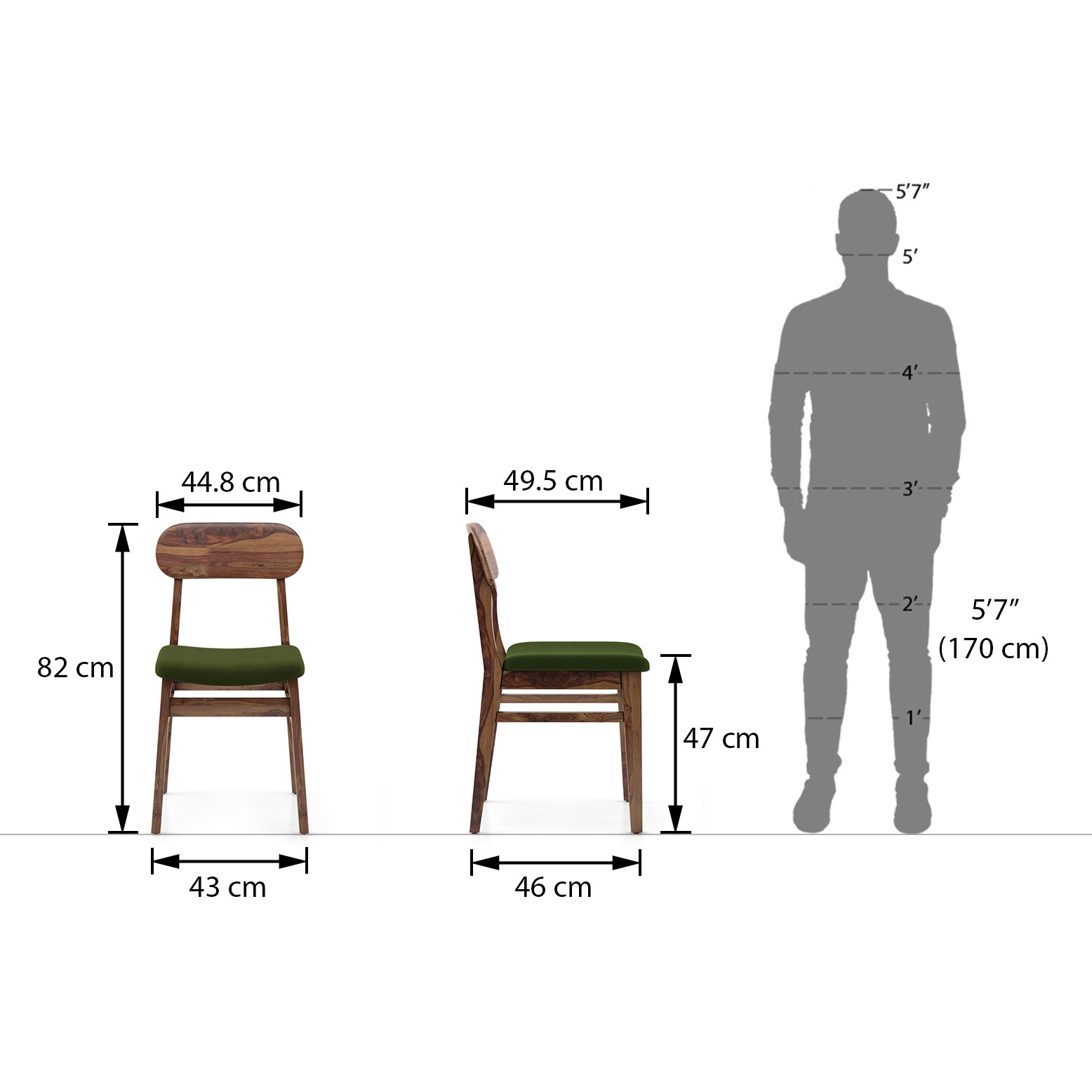Vivien Solid Wood Dining Chair Set Of 2 In Teak Finish