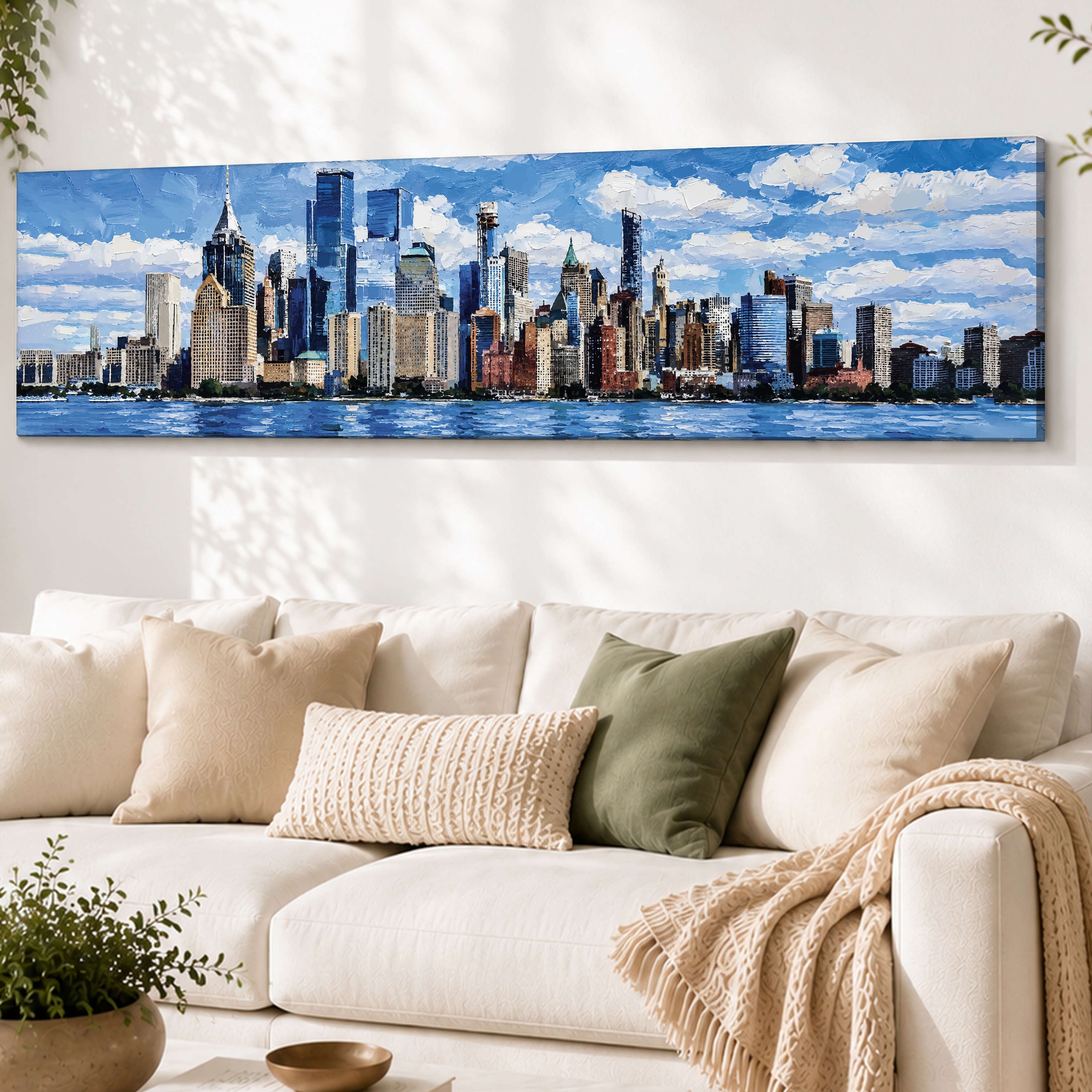 New York City Skyline Canvas Wall Art 12 x 46 Inch - Art Street