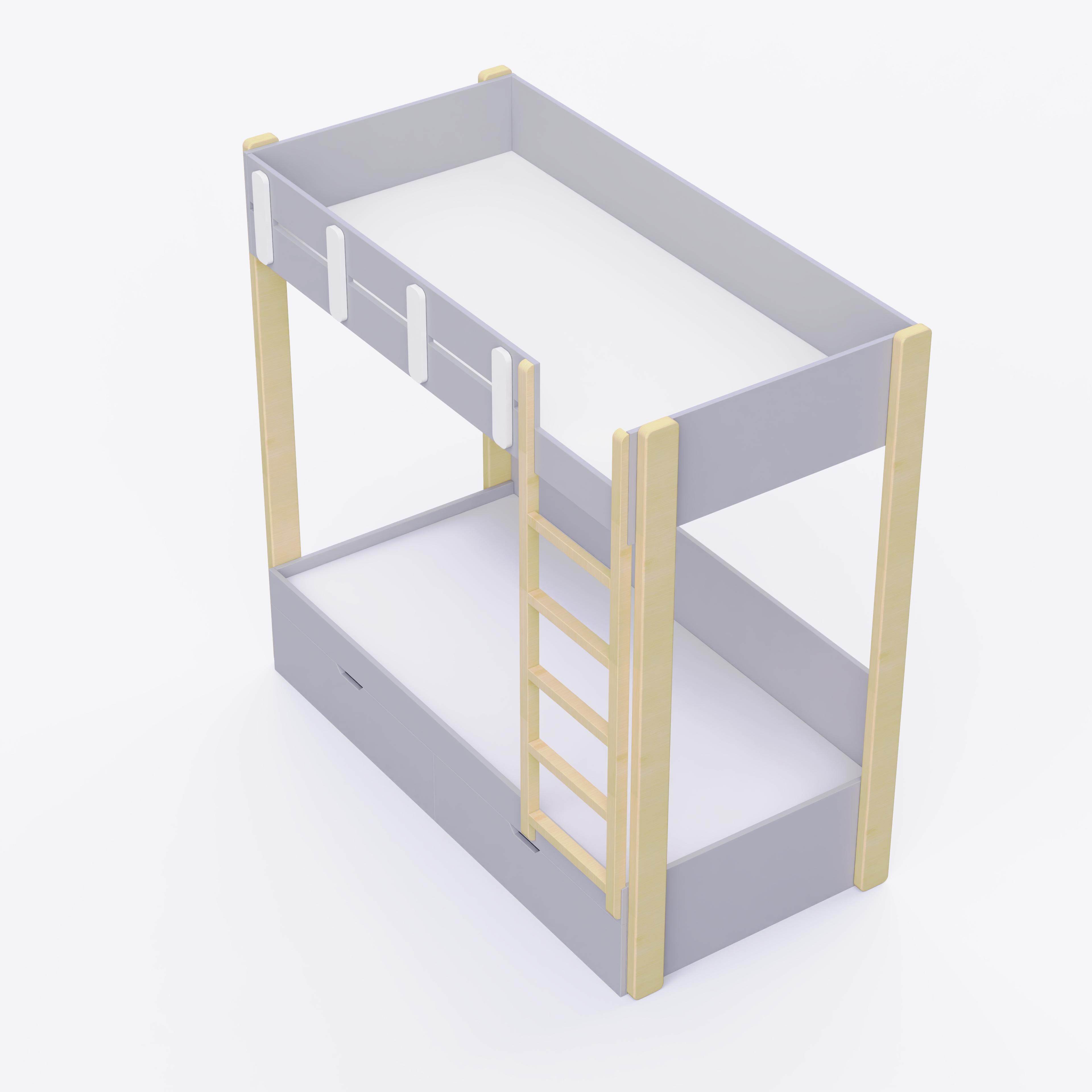 Pine Tree Single Size Bunk Bed In Grey Colour