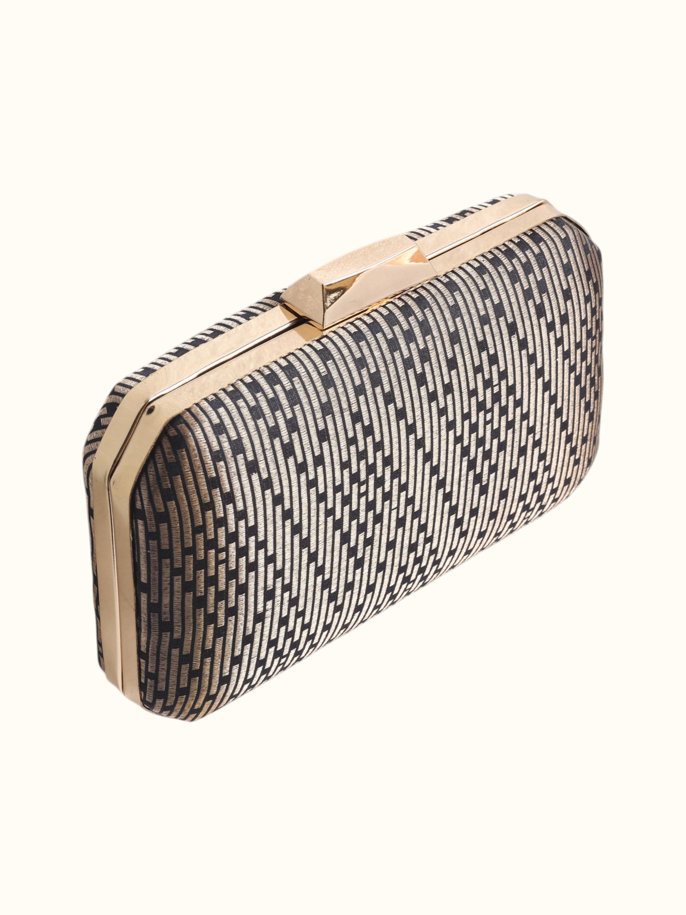 Black Banarasi Silk Box Clutch
