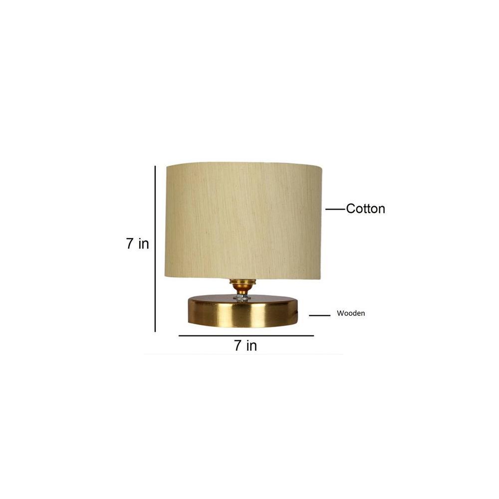 Louie off-white cotton table lamp with Gold wood base
