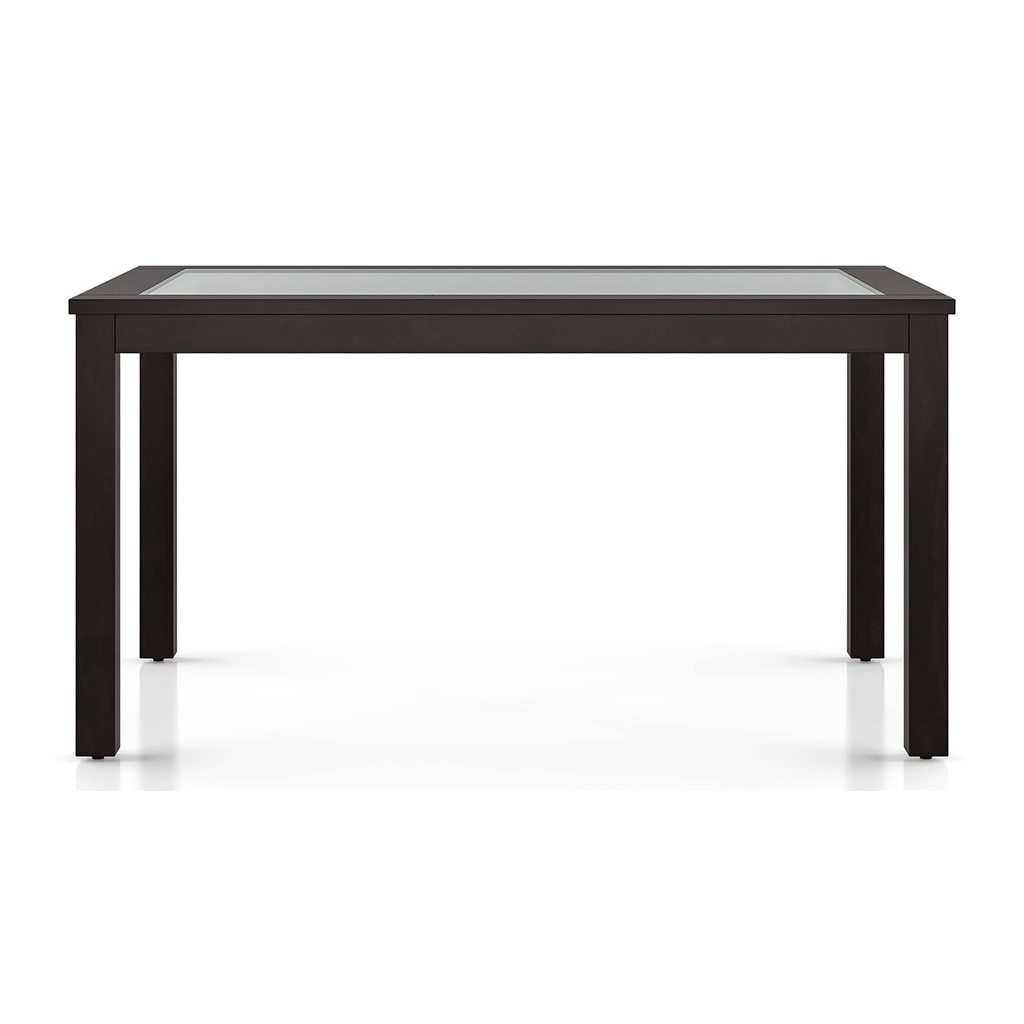 Floyd 6 Seater Solid Wood Dining Table With Glass In Mahogany Finish