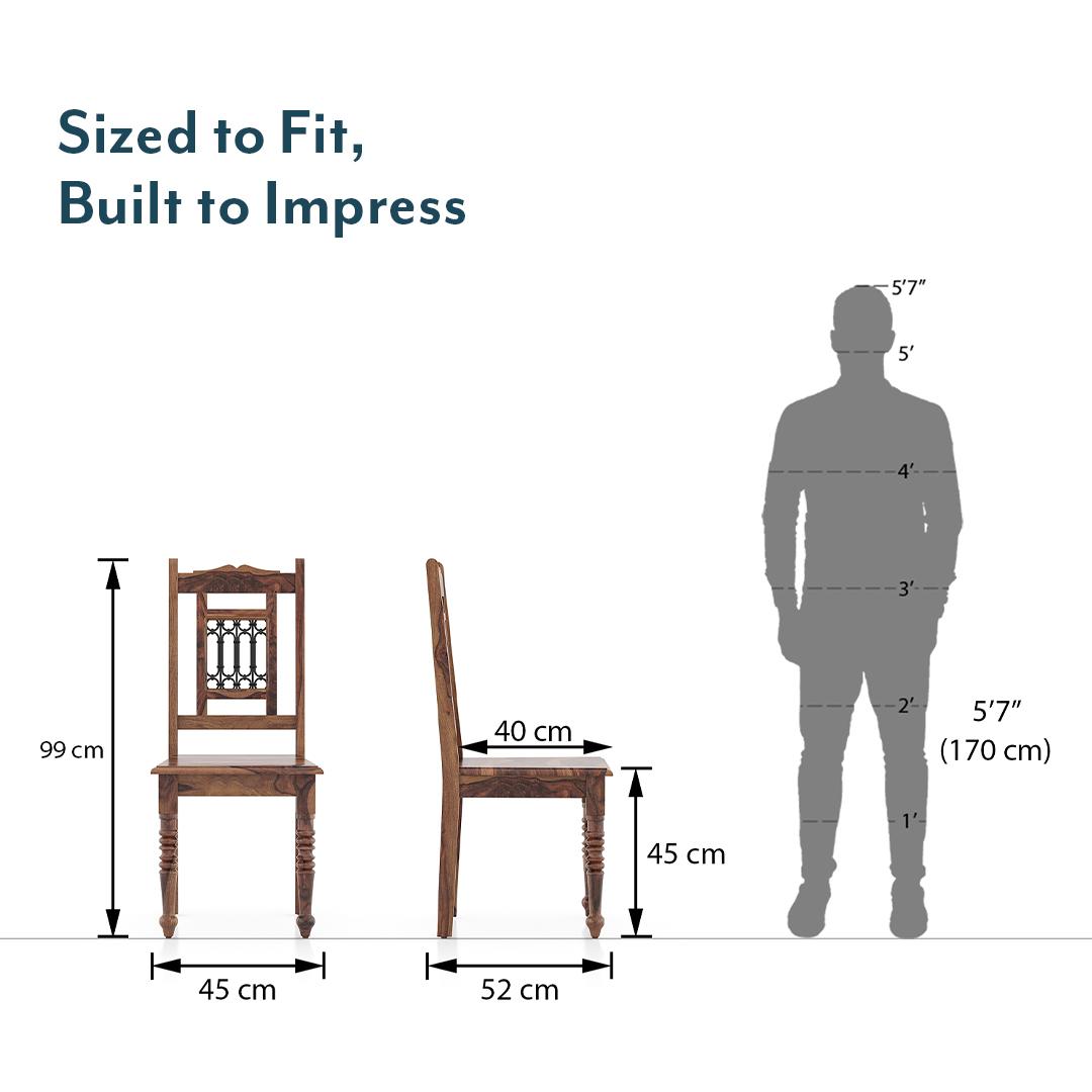 Bunai Solid Wood Dining Chair Set Of 2 In Teak Finish
