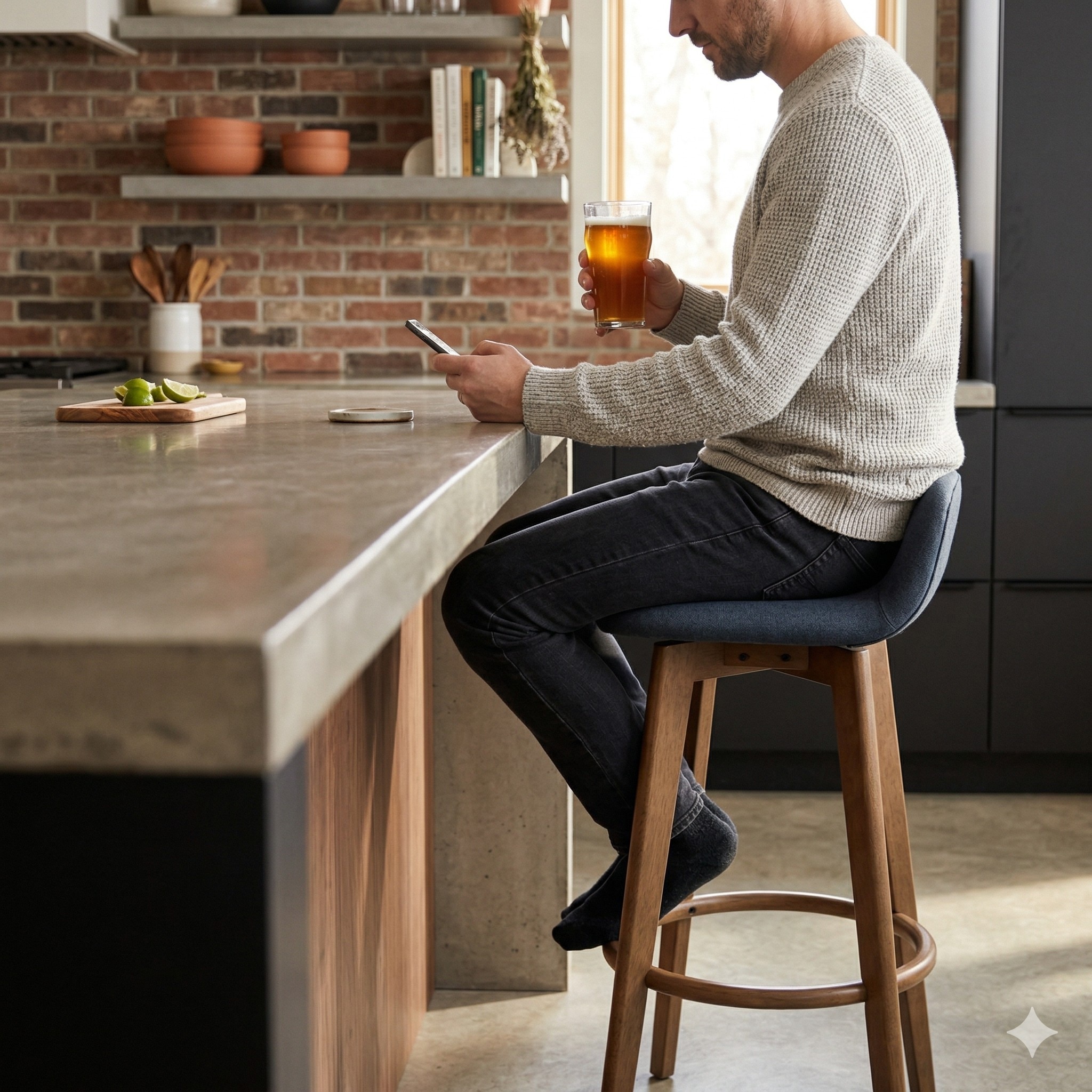 Scandinavian Mora Bar Chair Blue Cocoa Finish