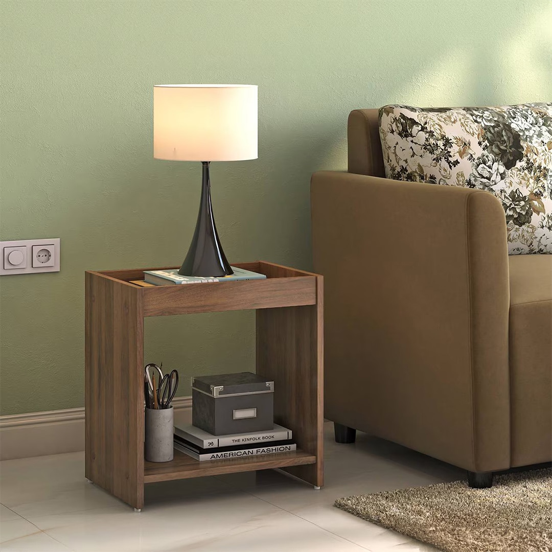 Ally Engineered Wood Side Table in Classic Walnut Finish