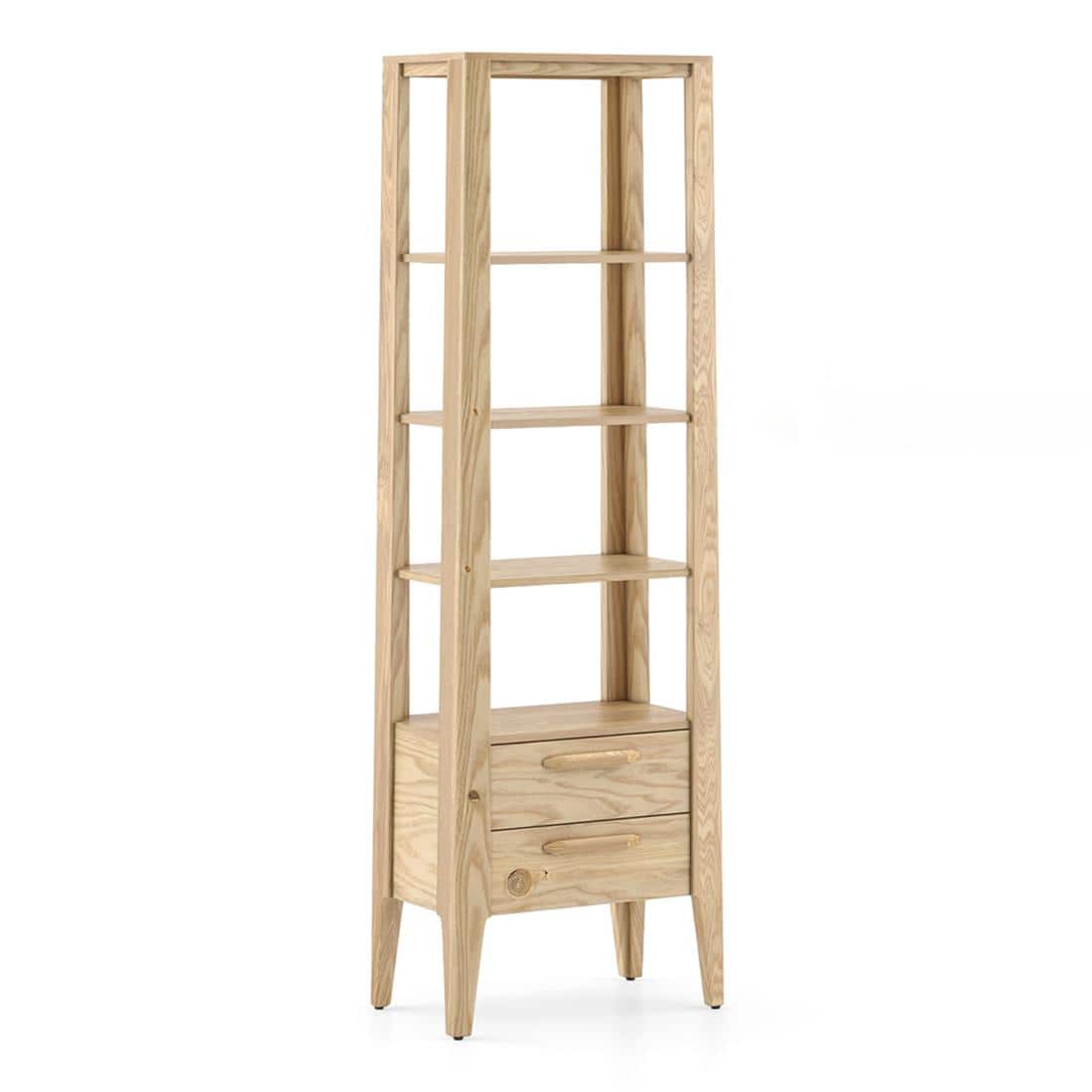 Faye Solid Wood Bookshelf In Natural White Ash Finish