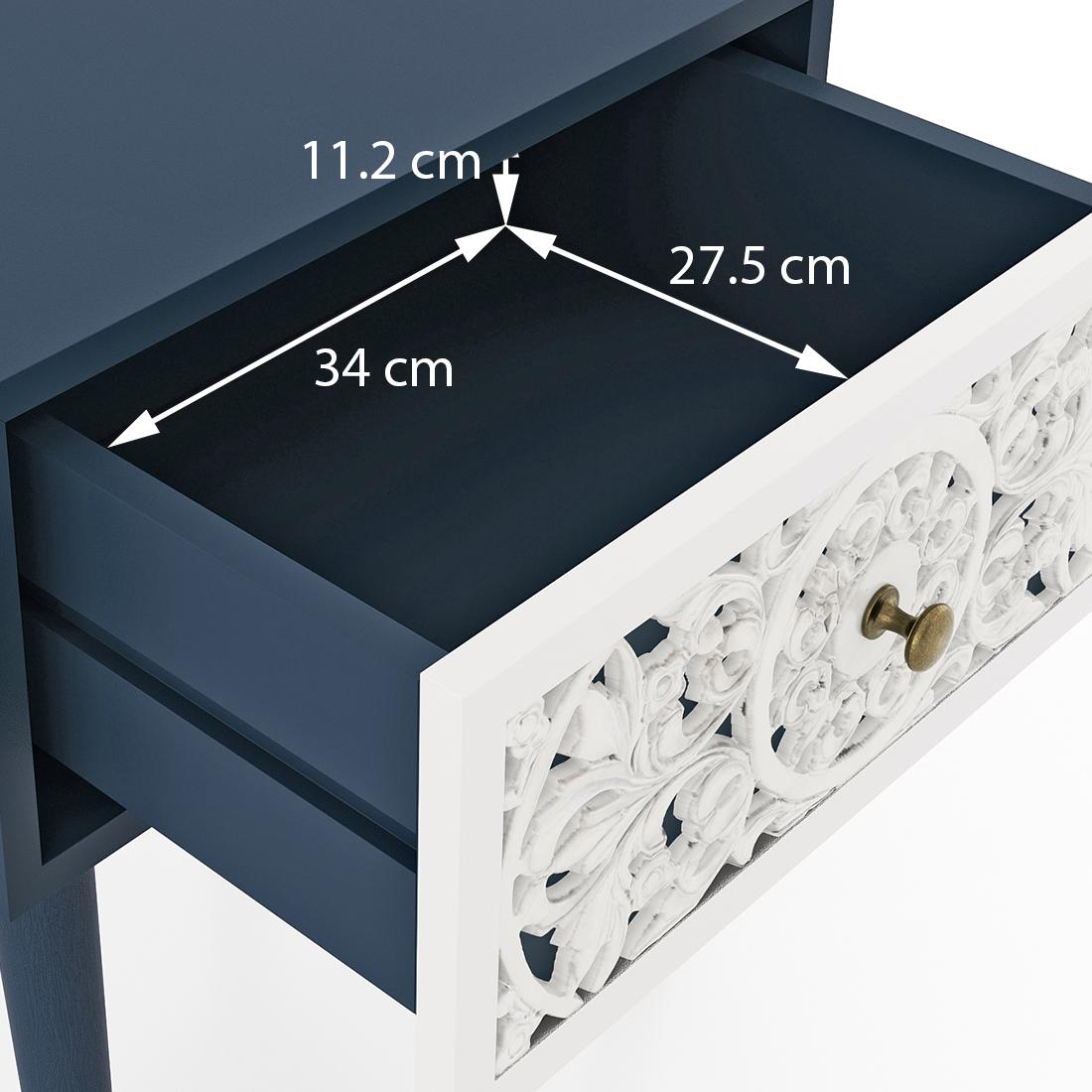 Alida Solid Wood Bedside Table in Rivera Blue Finish