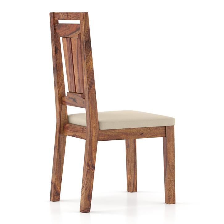 Fidora 4 Seater Dining Table With Set Of 4 Martha Dining Chairs (Colour- Wheat Brown, Finish- Teak)