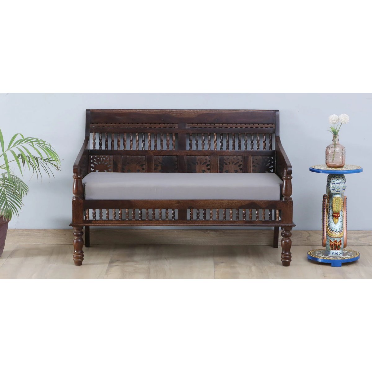 Nehmat 2 Seater Wooden Sofa - Vishwakarma Antique