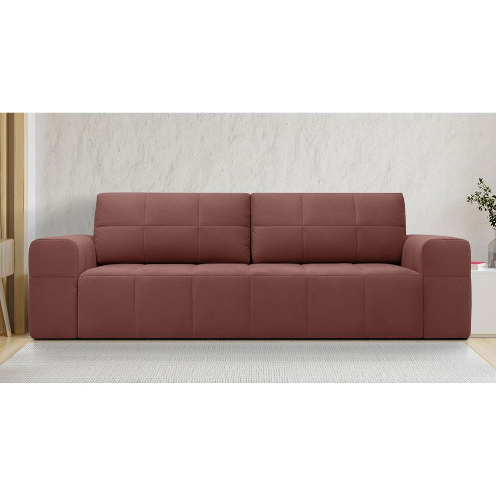 Riyab 3 Seater Fold Out Sofa Cum Bed In Pink Colour