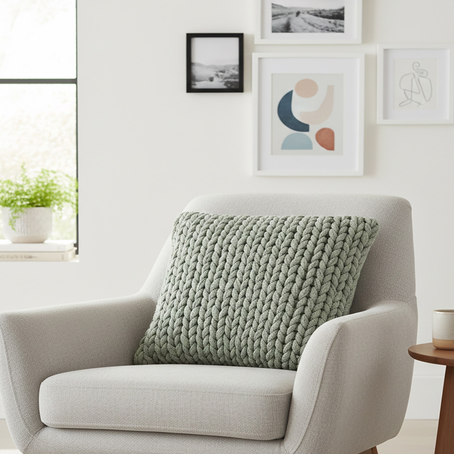 Knotty Ryegrass Cotton Knitted Cushion Cover 18X18 Inches - Pluchi