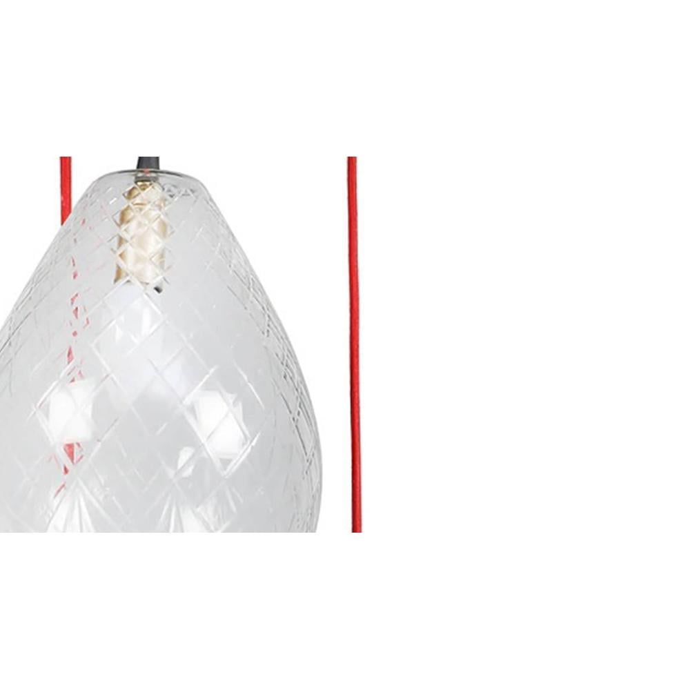 Mariana 3-Light Hanging Cluster with Cutwork Clear Glass Shade & Contrast Wire