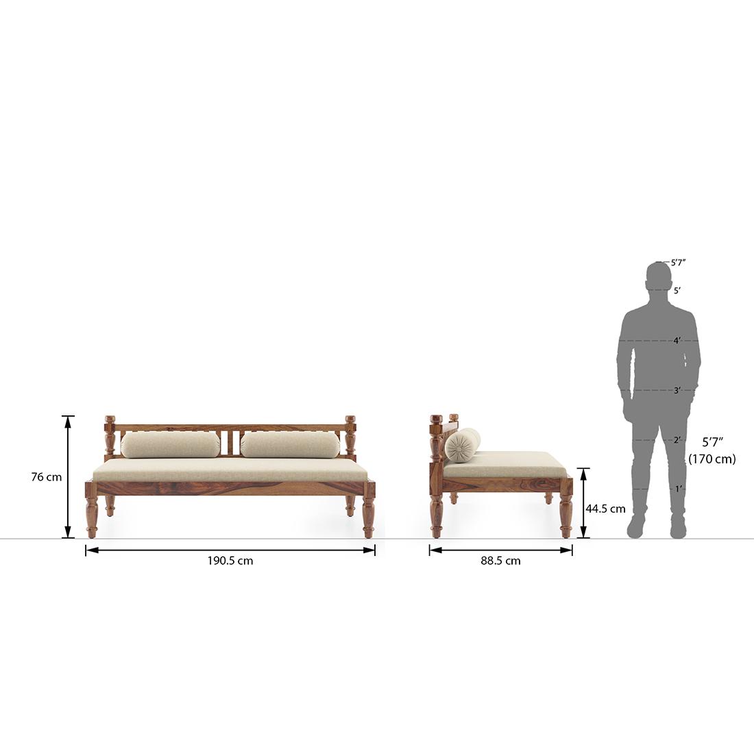 Emma Diwan in Teak Finish with Macadamia Brown Fabric Colour