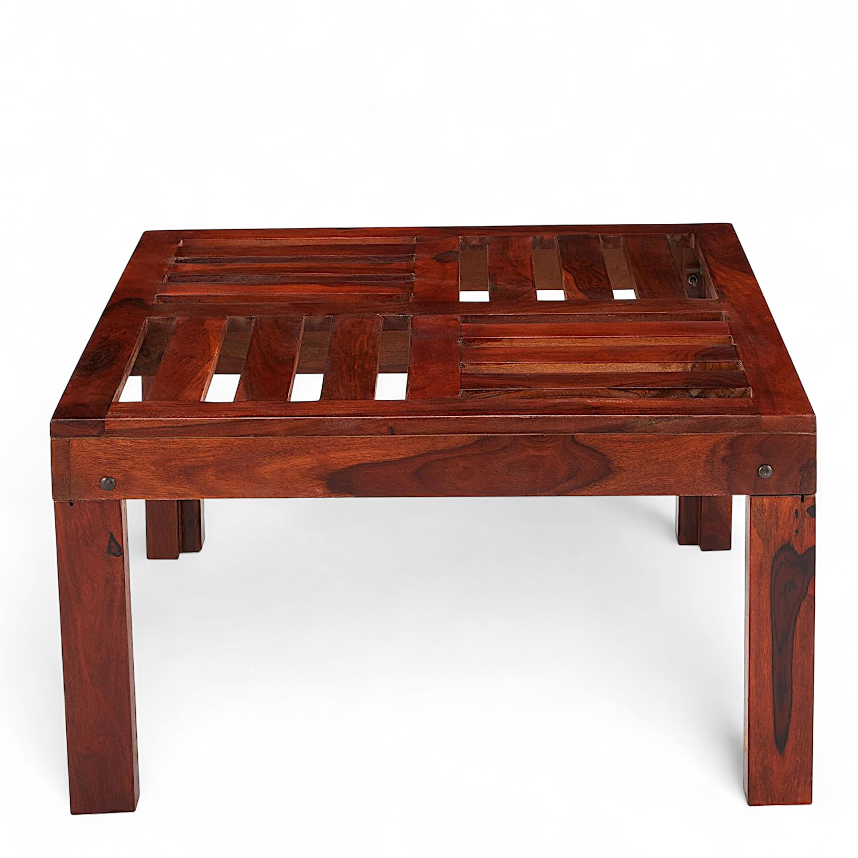 Sydney Sheesham Wood Contemporary Square Coffee Table In Honey Finish