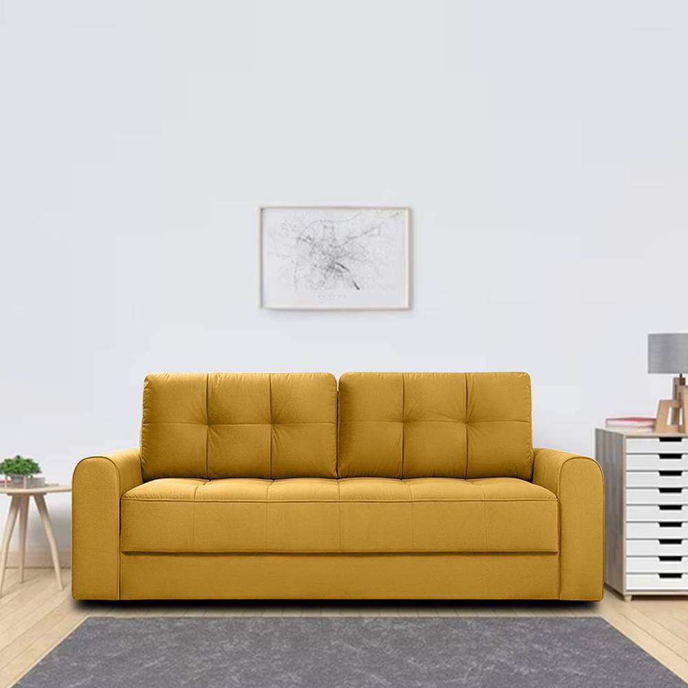 Calliro 3 Pull Out Sofa Cum Bed with storage In Yellow Colour