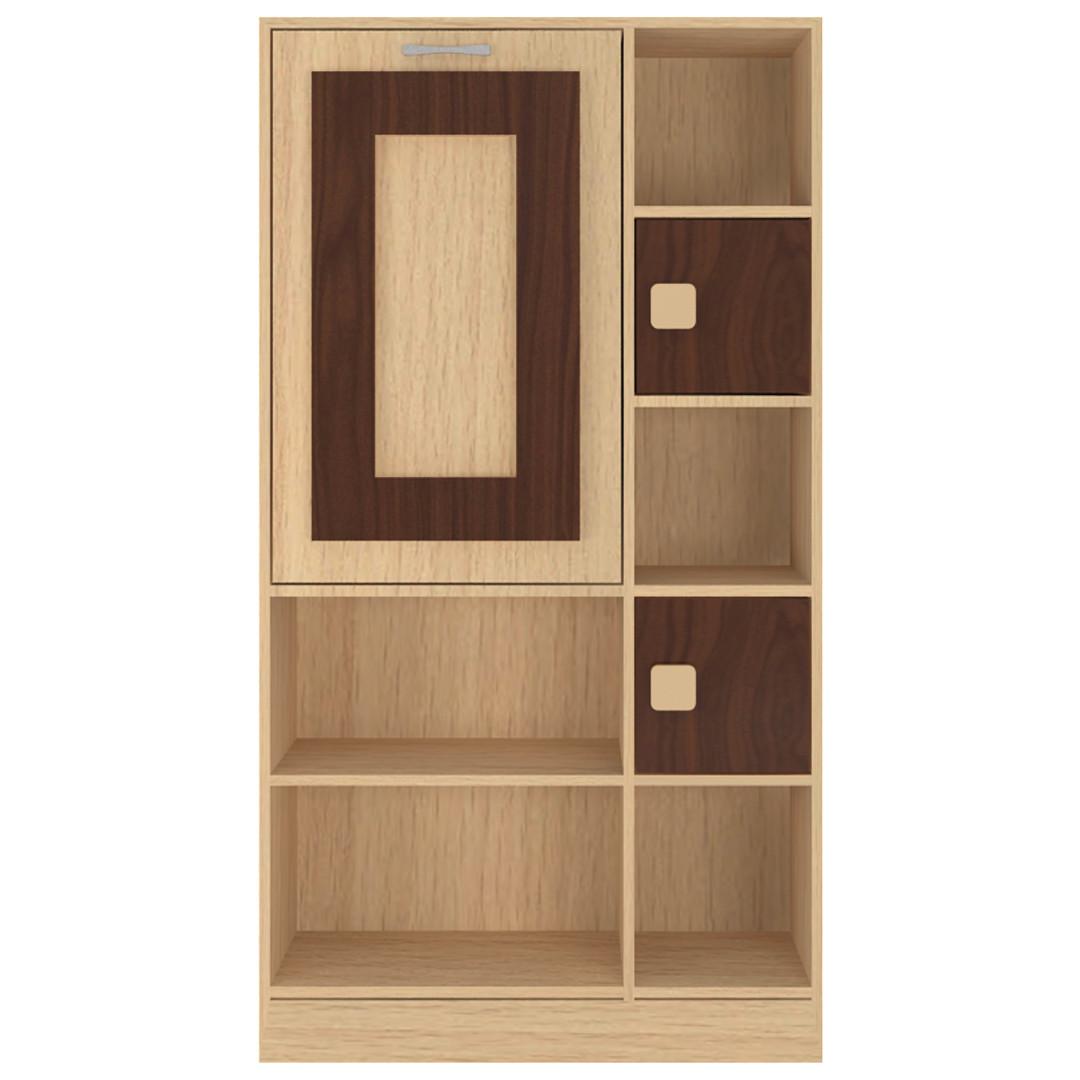 Aura Folding Study Desk cum Large Bookshelf in Canadian Maple Coffee Walnut Colour