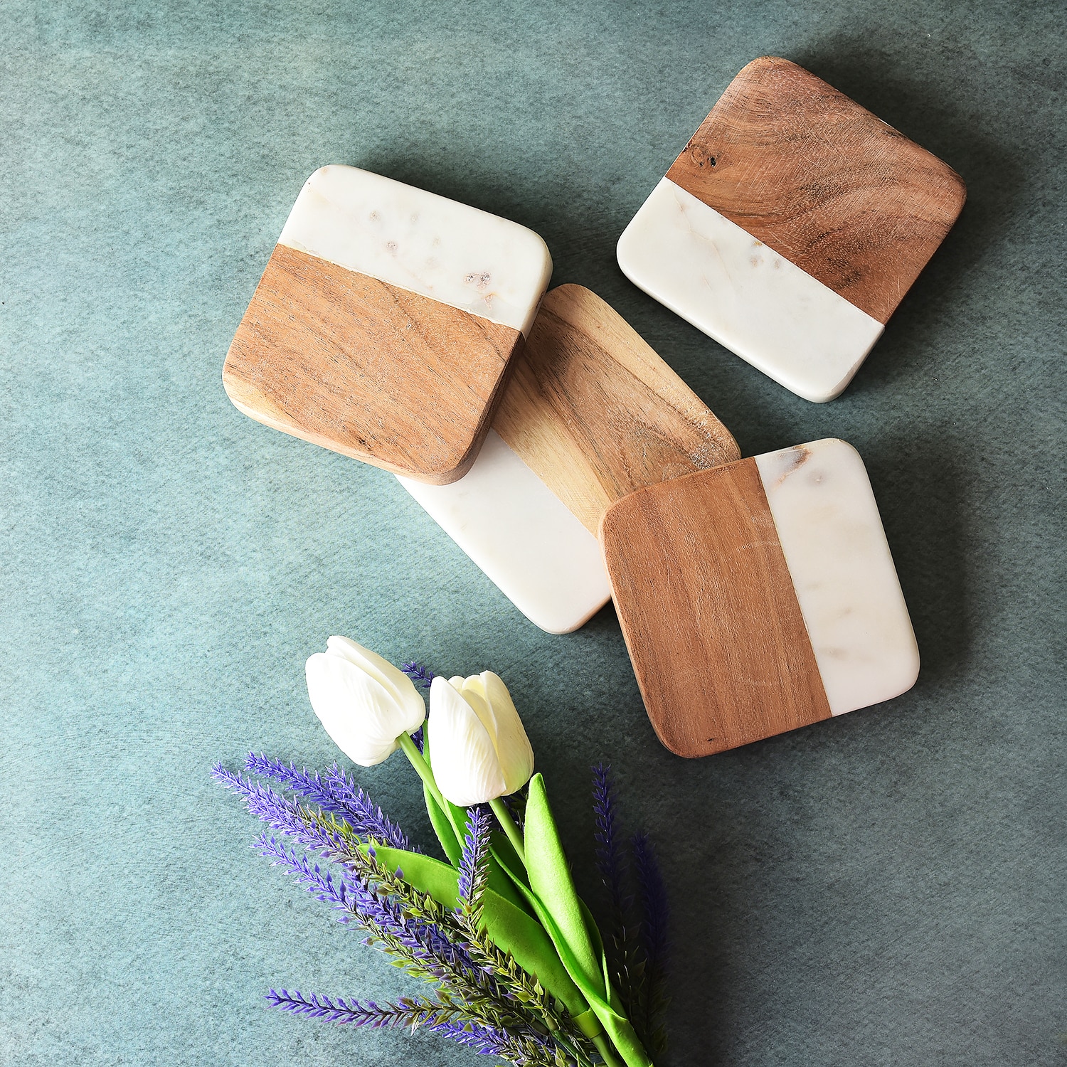 Terra Blend Natural Stoneware Coaster Set - Simply Soho