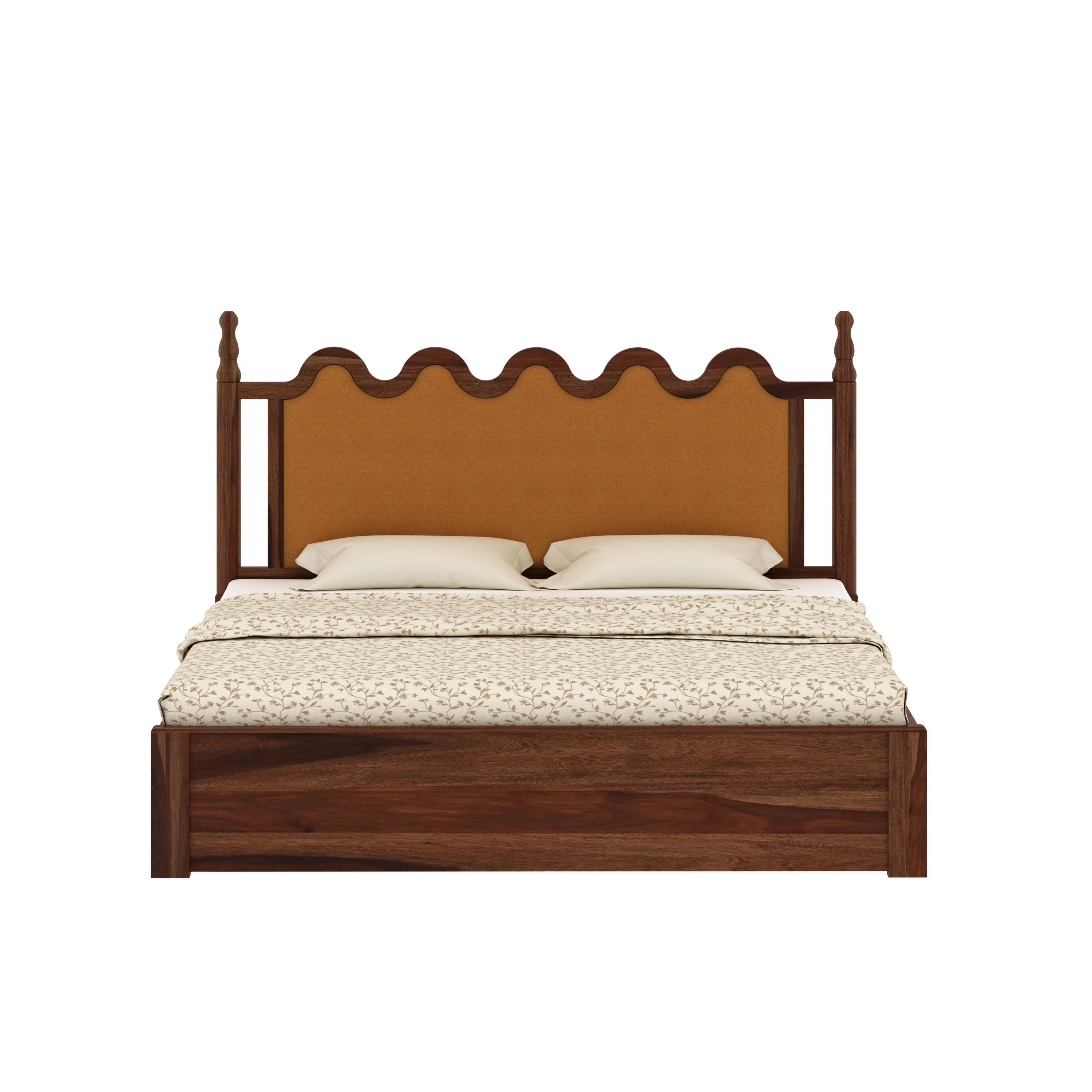 Tavora Sheesham Wood King Size Bed With Box Storage In Provincial Teak Finish
