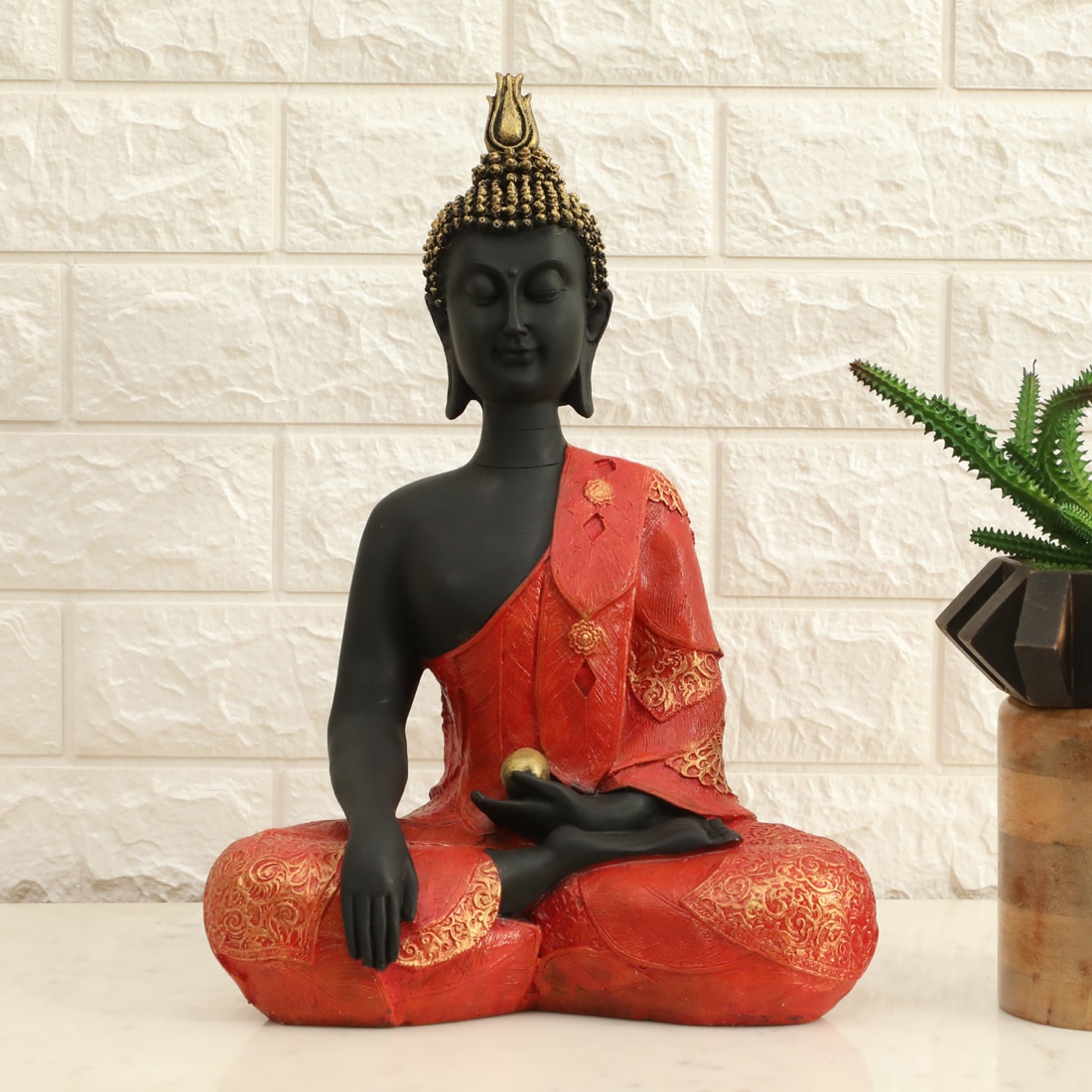 Laddu Polyresin Figurine in Red Colour - Vedas