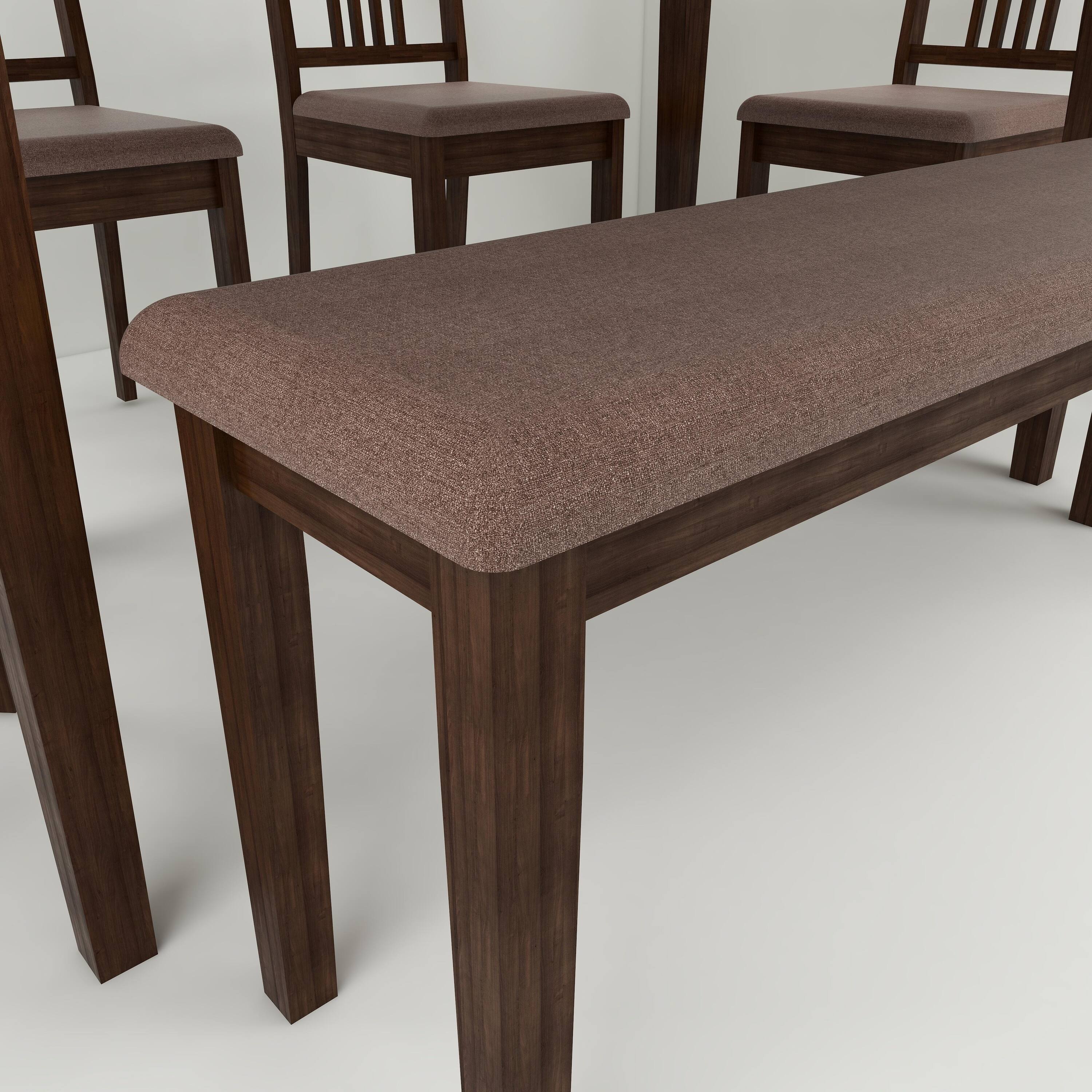 Monterey 6 Seater Dining Set with 1 Bench and 4 Chairs (Rubberwood, Dark Cappuccino Finish)