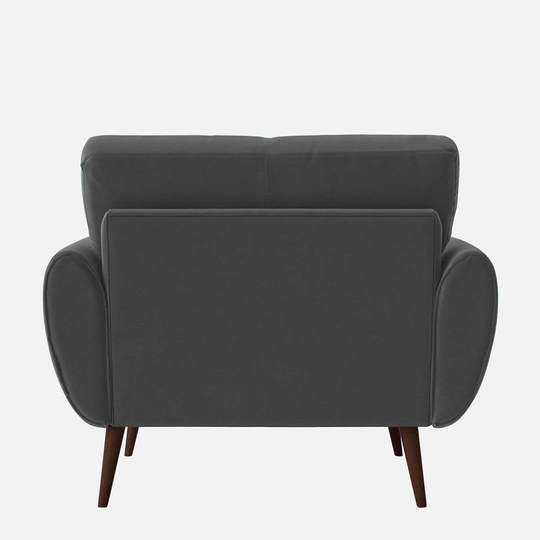 Faro Velvet 1 Seater Sofa in Dark Grey Colour