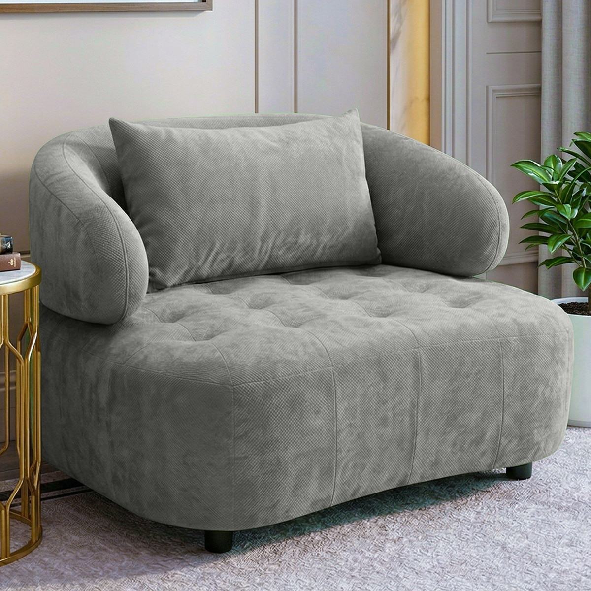 Henry Boucle 1 Seater Sofa in Grey  Color - Home Lifestylez