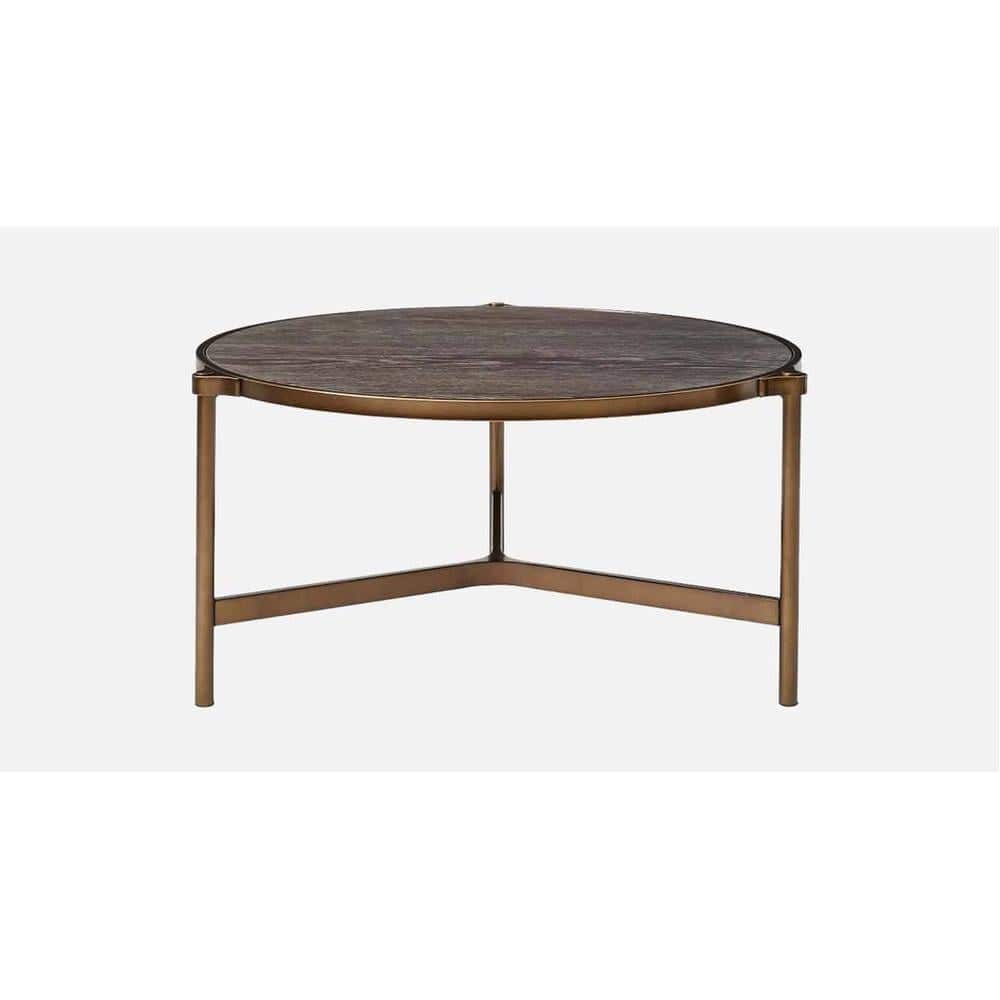 Albertoni Round Coffee Table With Ss Base In Bronze Colour