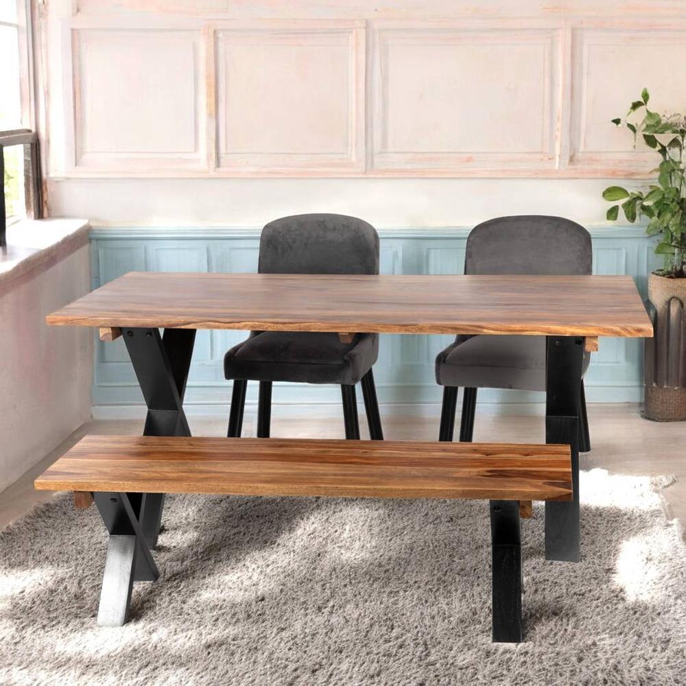 Rosslyn Sheesham Wood Mid Century 4 Seater Dining Table Set With Teak