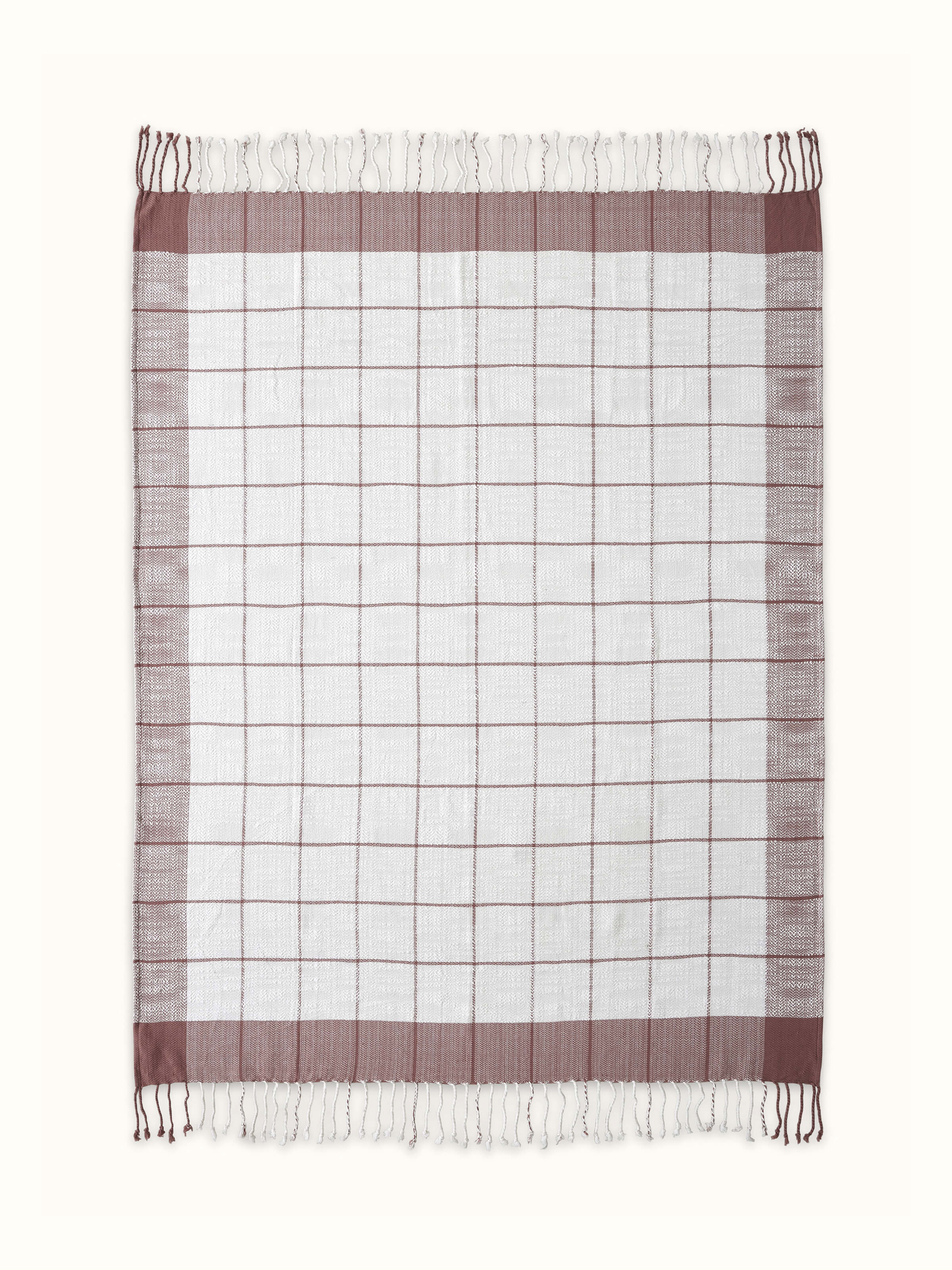 Front view of blush pink cotton twill throw with handloom weave and soft texture.