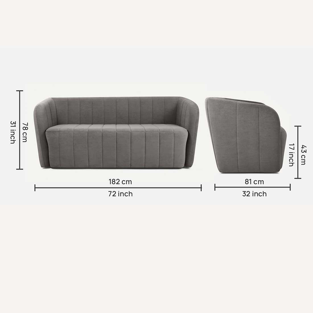 Candler Fabric Sofa (Grey)