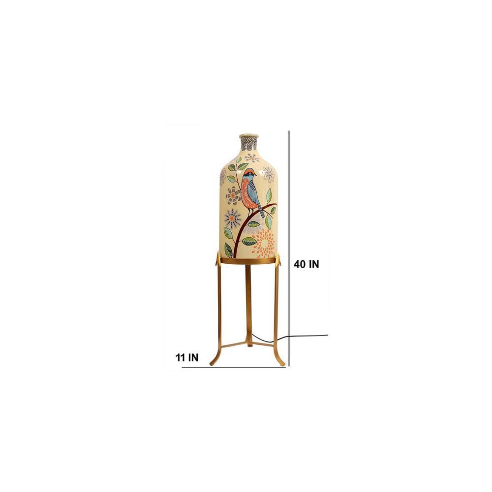 Scarlette White Glass Shade Floor Lamp With White Metal Base