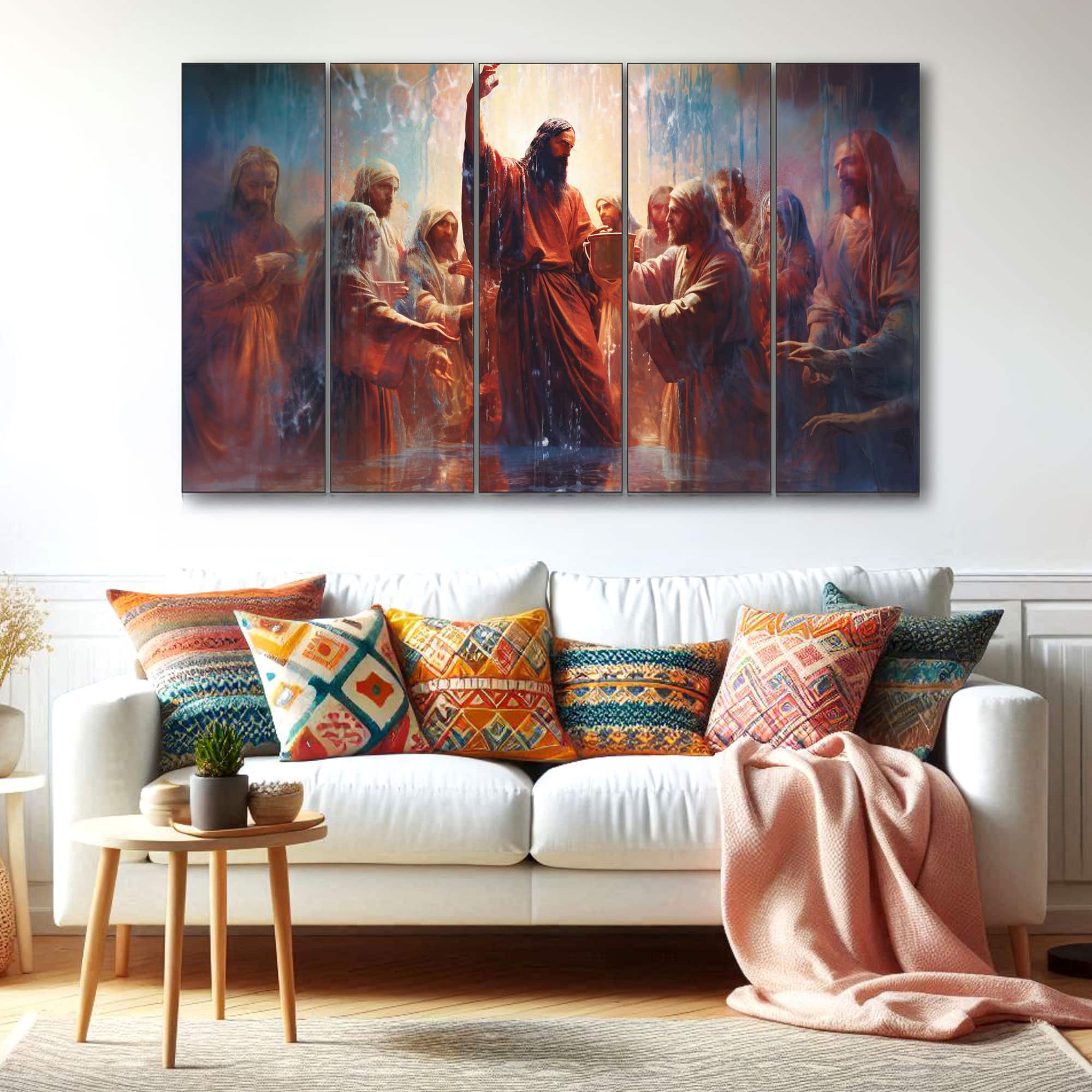 The Castle Decor Jesus Christ Wine Supper Wall Art Framed Painting 27x48 Inch - The Castle Decor