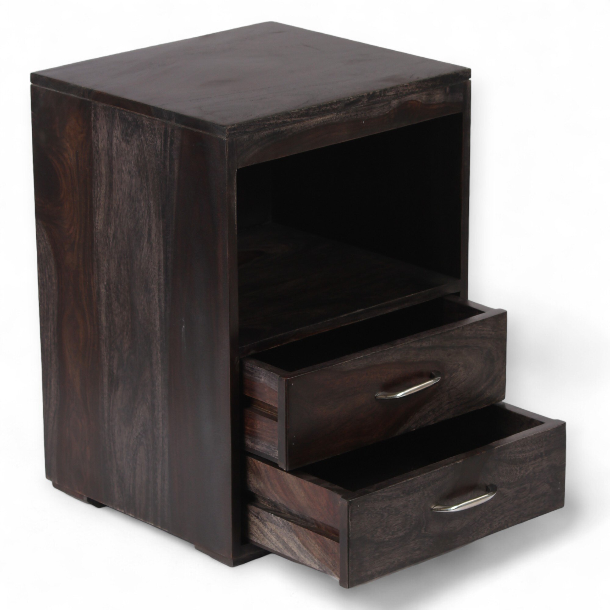 Kassel Sheesham Wood Bedside Table in Mahogany Finish