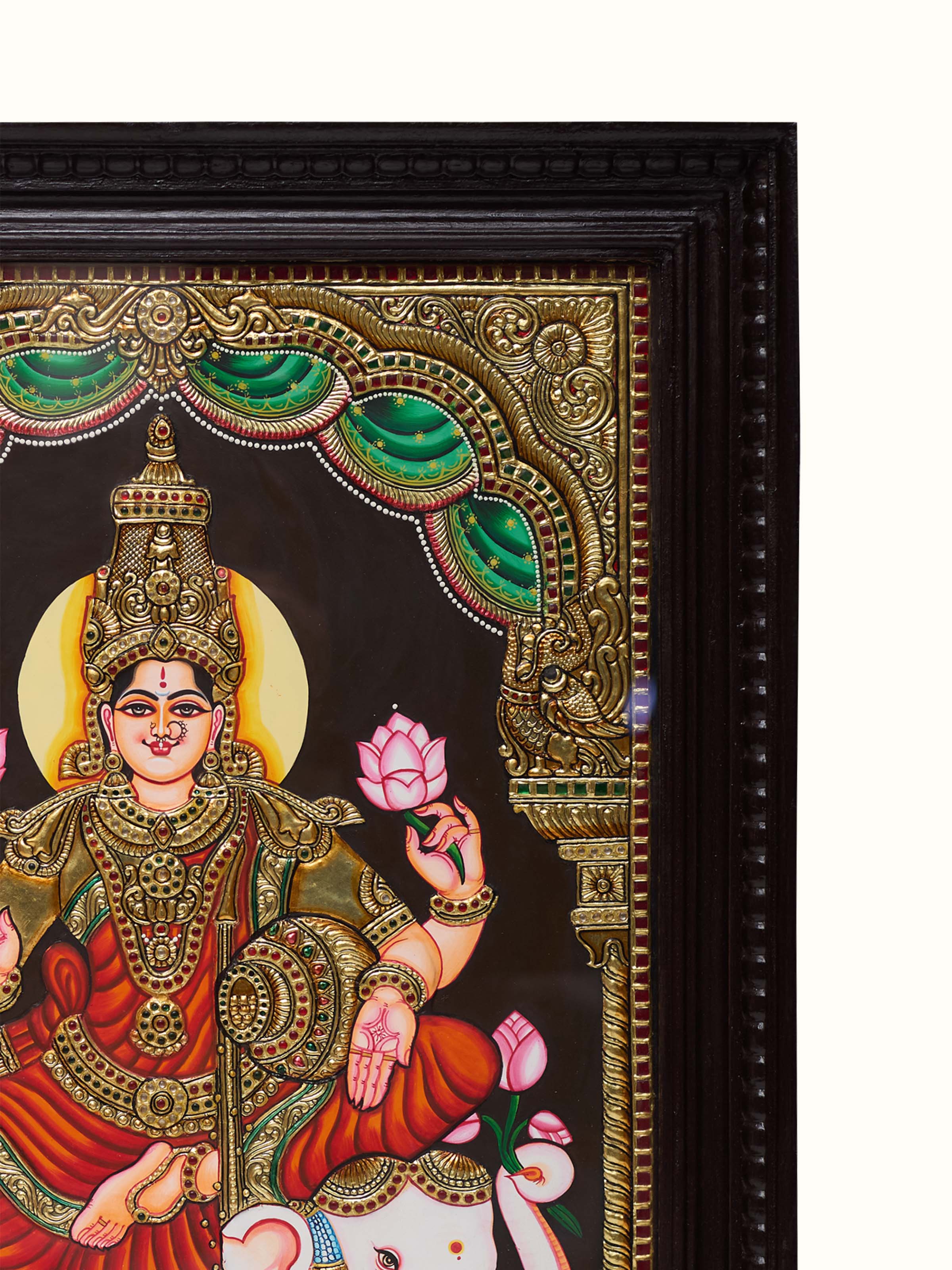 Lakshmi on Elephant Thanjavur Painting