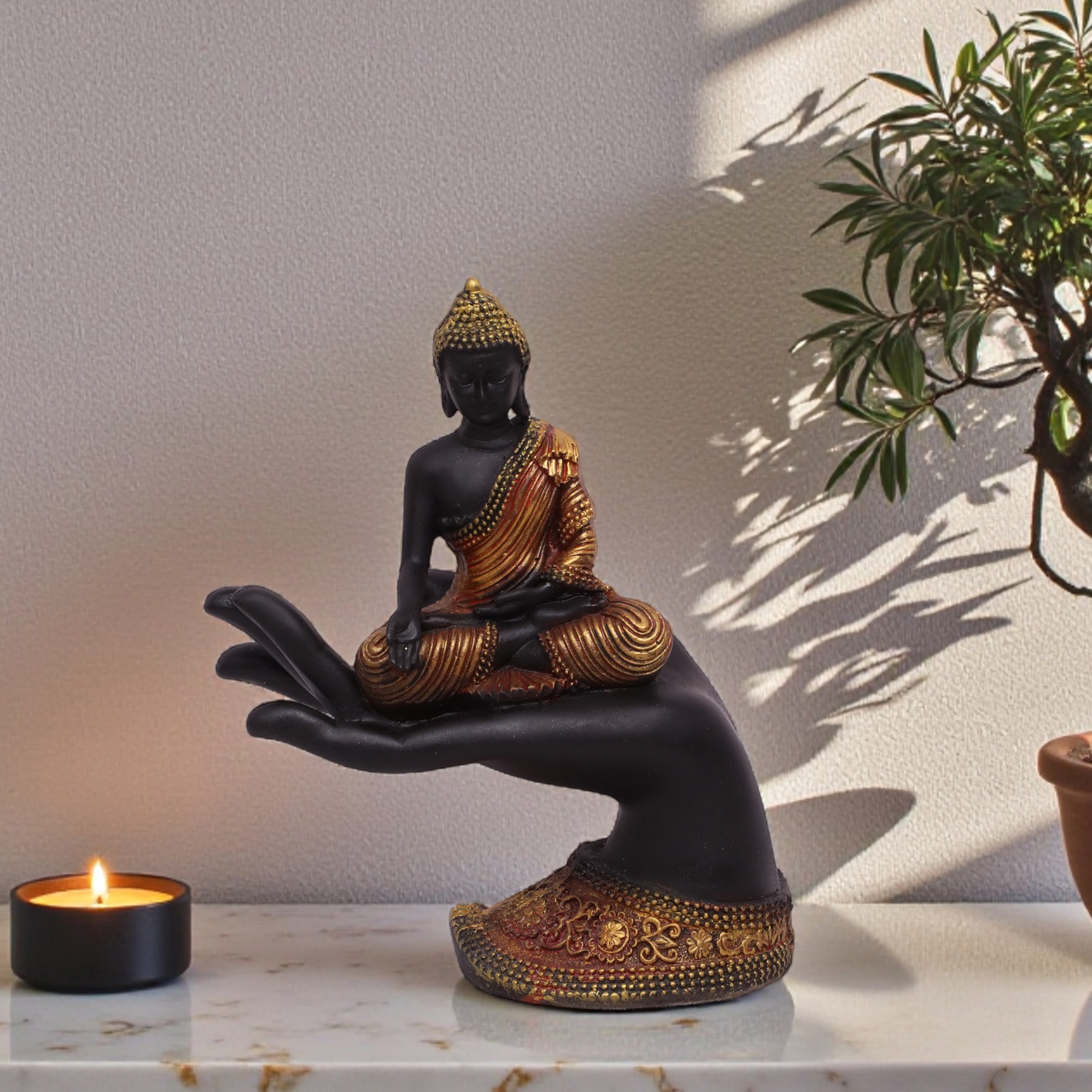VEDAS Polyresin  Figurine in Orange Colour - Vedas