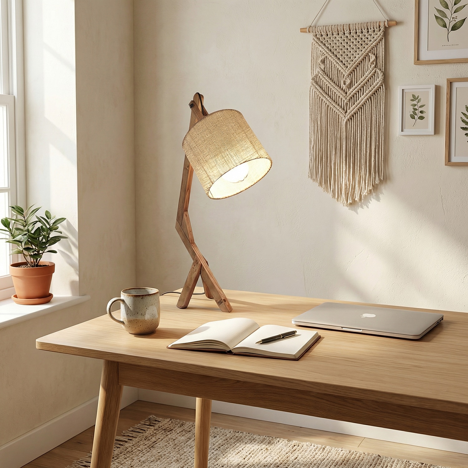Emphasis Wooden Table Lamp with Brown Base and Yellow Fabric Lampshade - Symplify