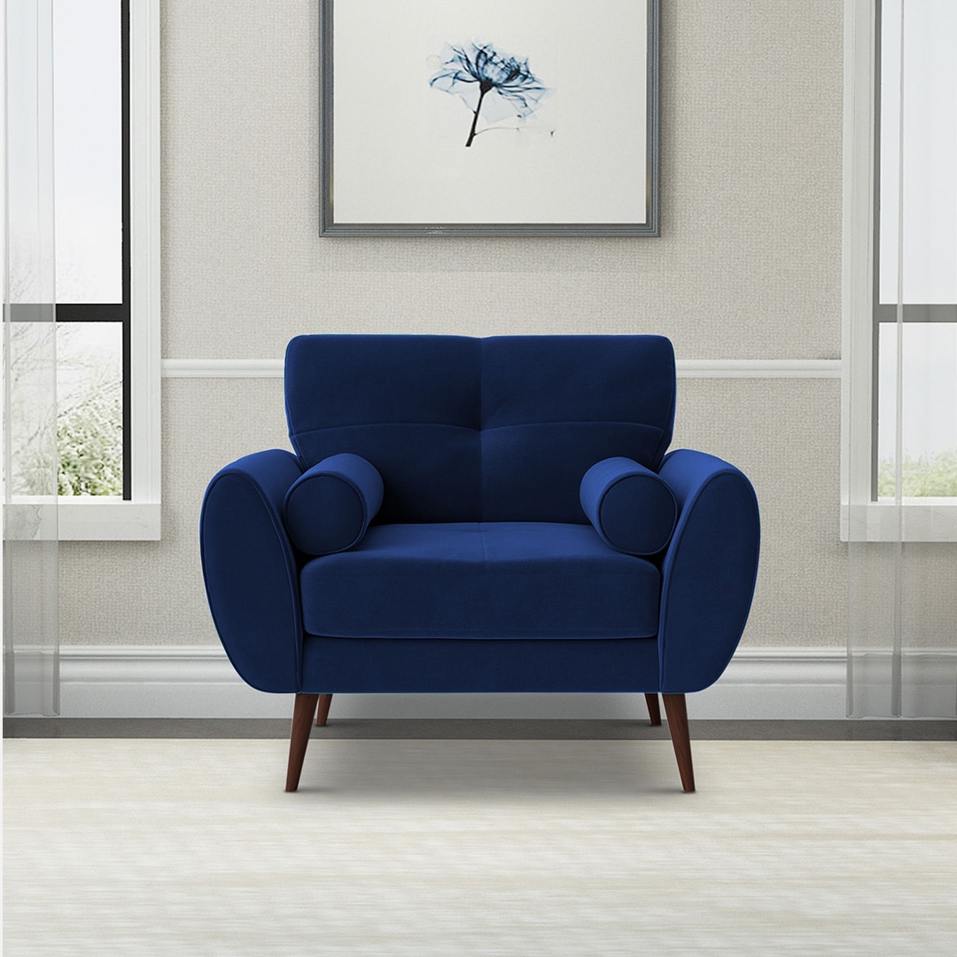 Faro Velvet 1 Seater Sofa in Navy Blue Colour