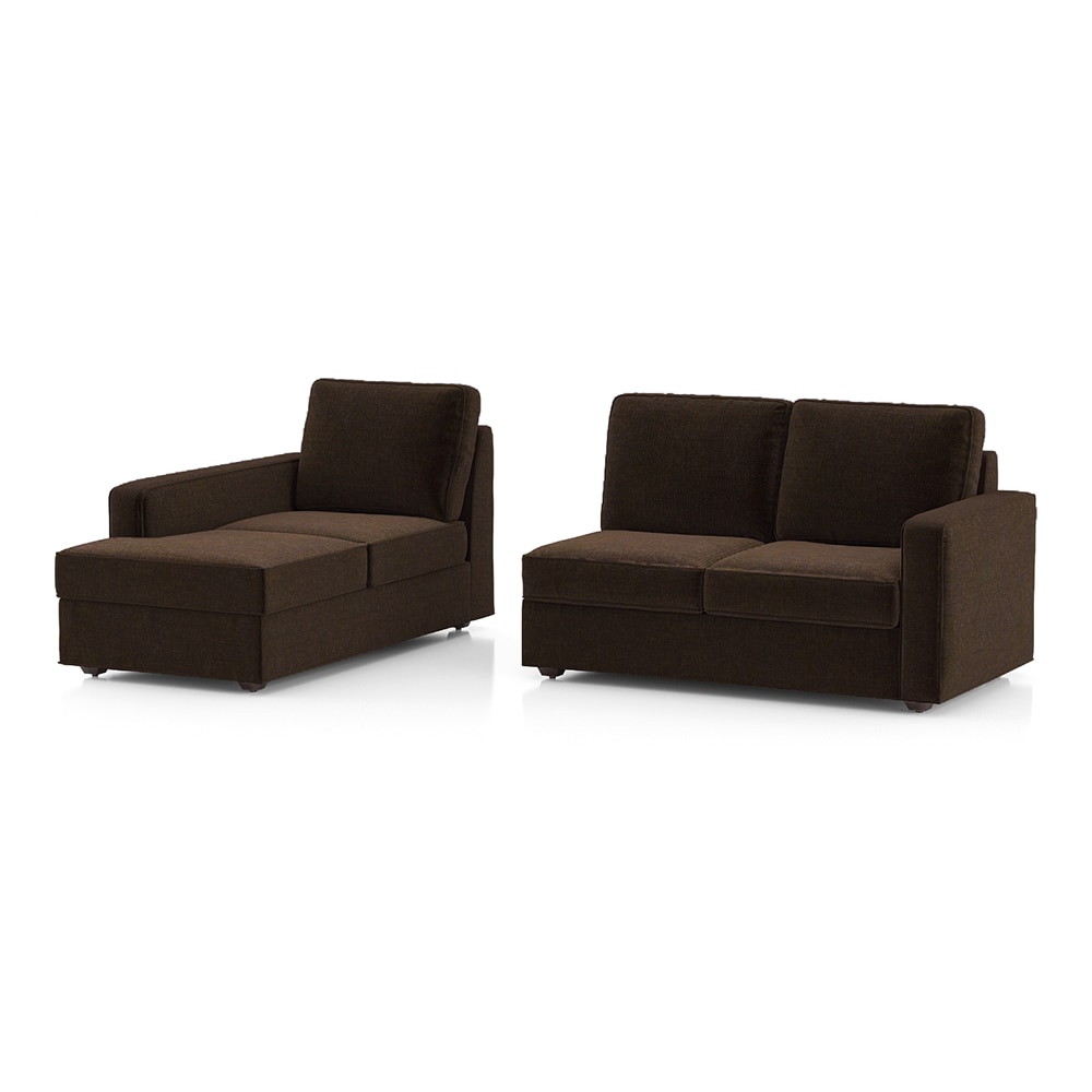 Apollo Compact Sofa (Colour : Dark Earth, Cushion : Soft, Back Type : Regular, Seating Capacity : Left Aligned 2 Seater + Left Aligned Chaise + Ottoman)