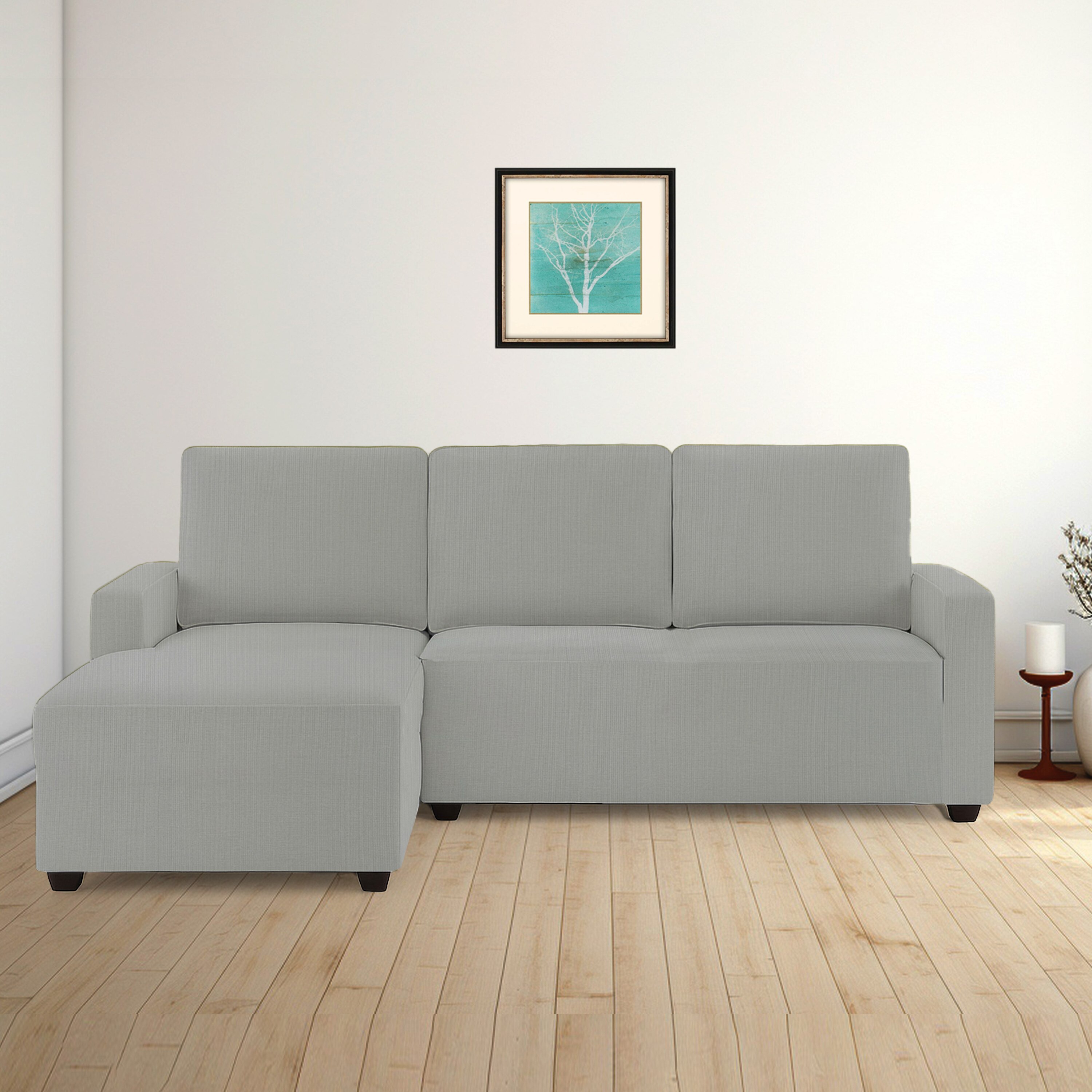 Left Aligned 2 Seater Left Aligned Chaise Light Grey Sofa Cover