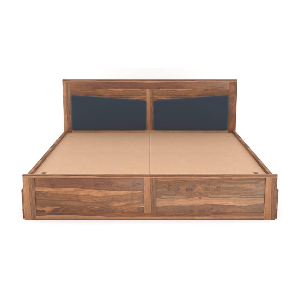 Nikos Sheesham Wood King Size Bed With Drawer Storage In Teak Finish