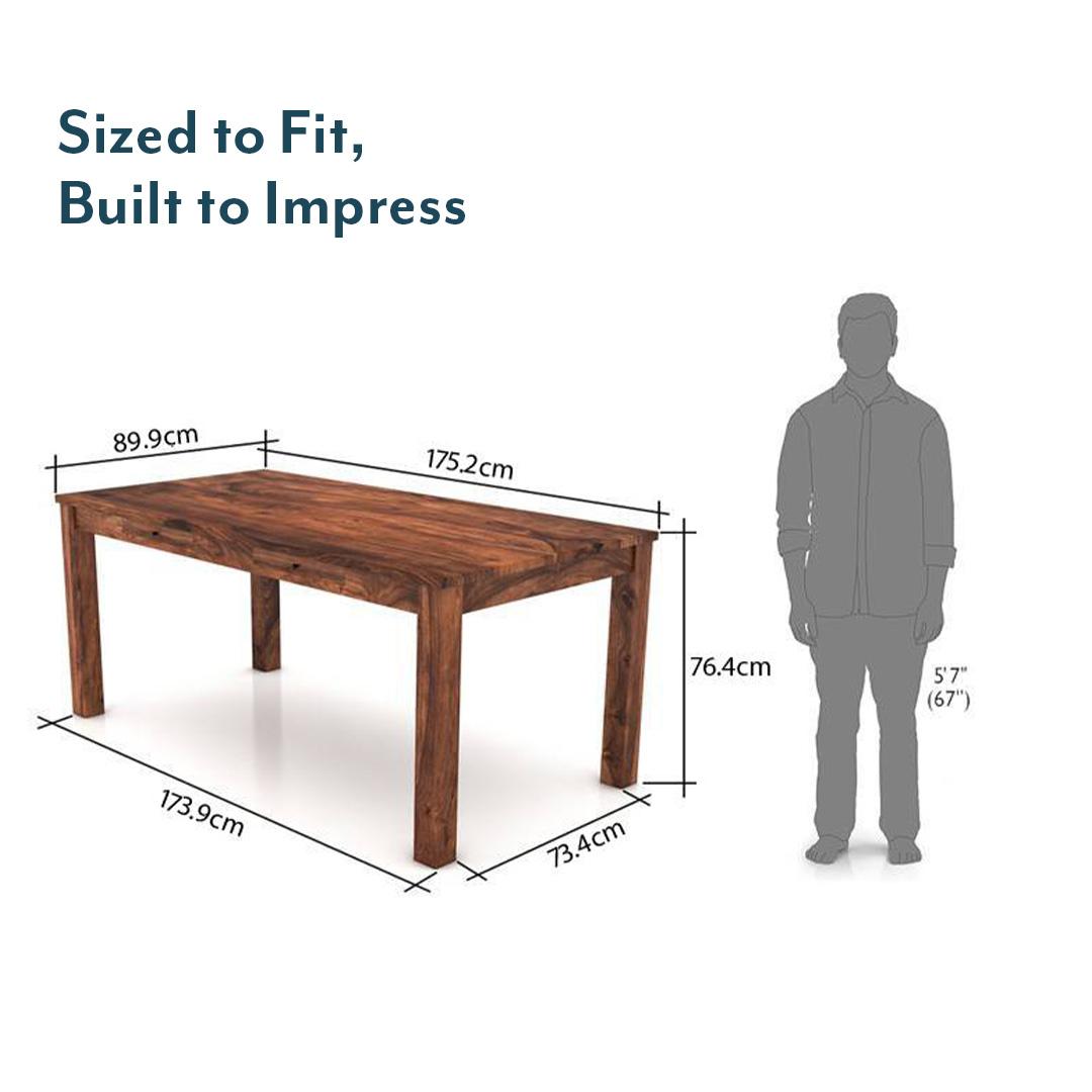 Arabia Xl Storage 6 Seater Dining Table In Teak Finish