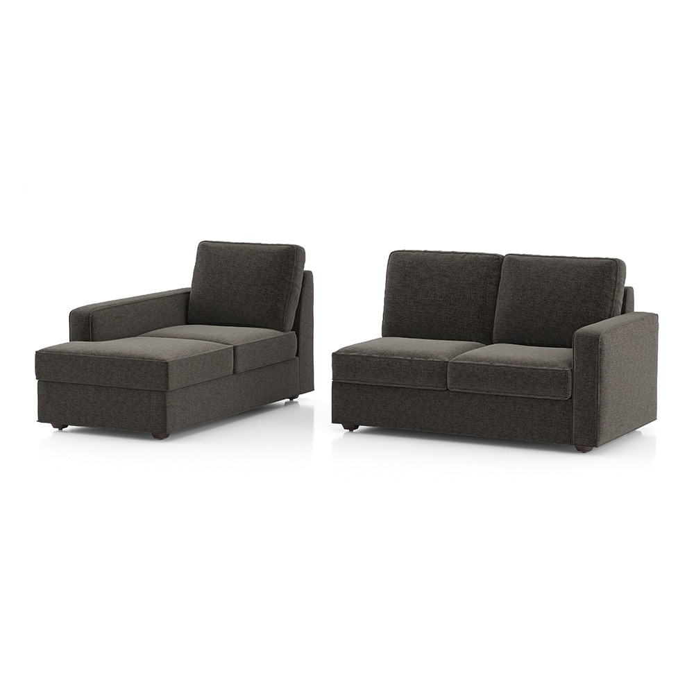 Apollo Fabric Sectional Sofa (Colour : Smoke, Cushion : Hard, Back Type : Regular, Seating Capacity : Left Aligned 2 Seater + Left Aligned Chaise)