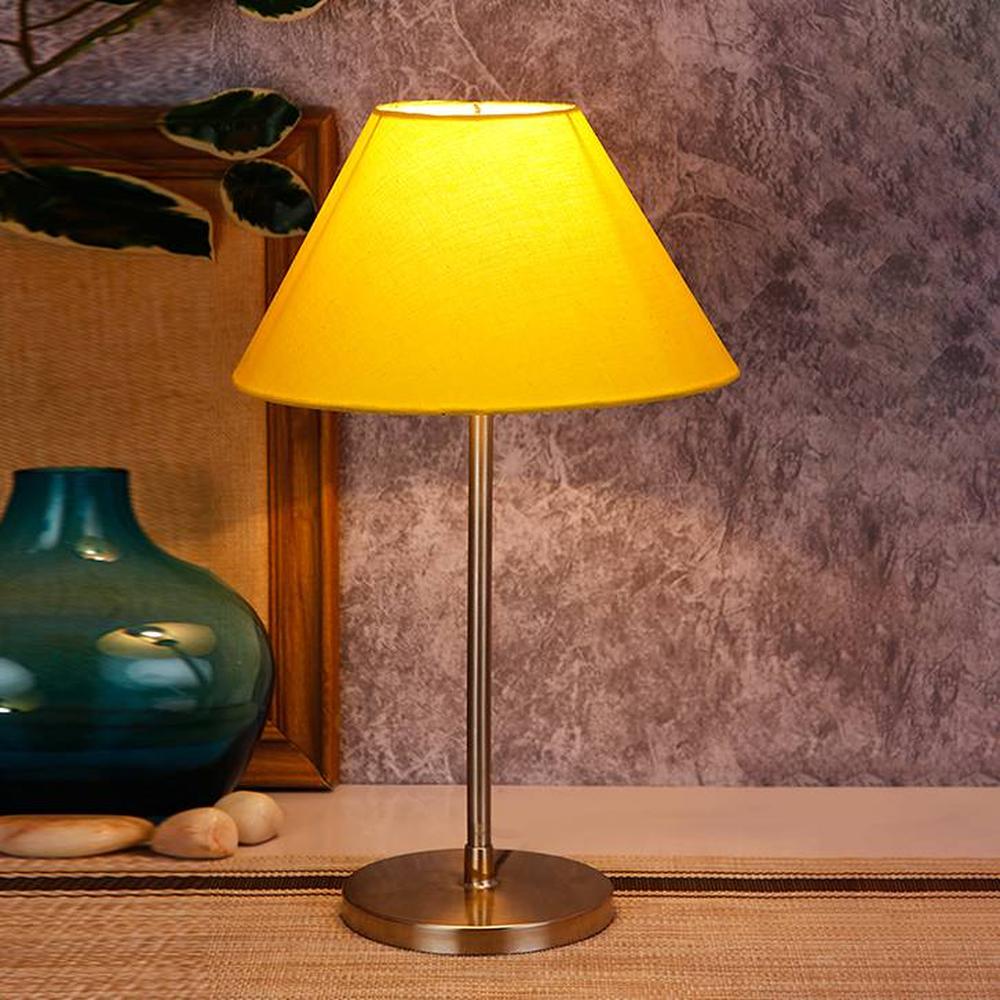Cillian Yellow Fabric Shade Table Lamp with Steel Steel Base