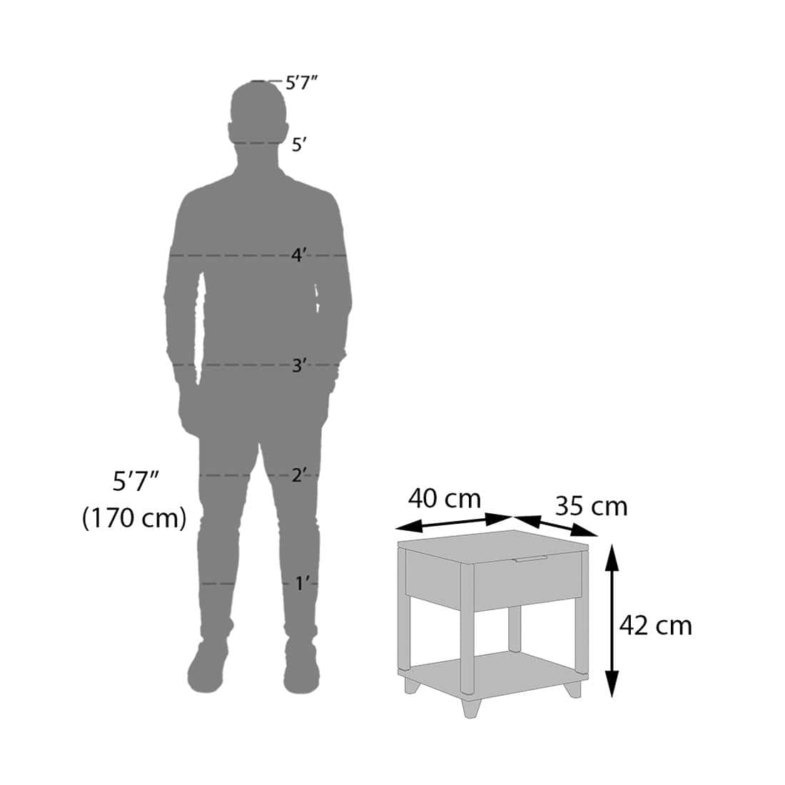 Capri Bedside Table Teak Finish