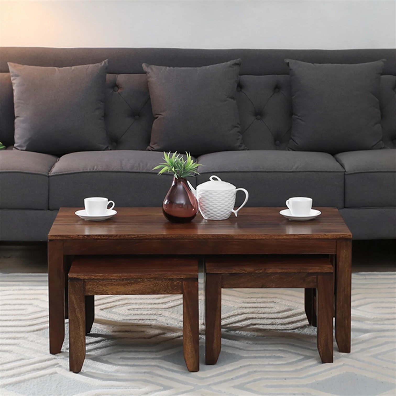 Antiz Nesting Coffee Table Set Of  3 - Interior Valley