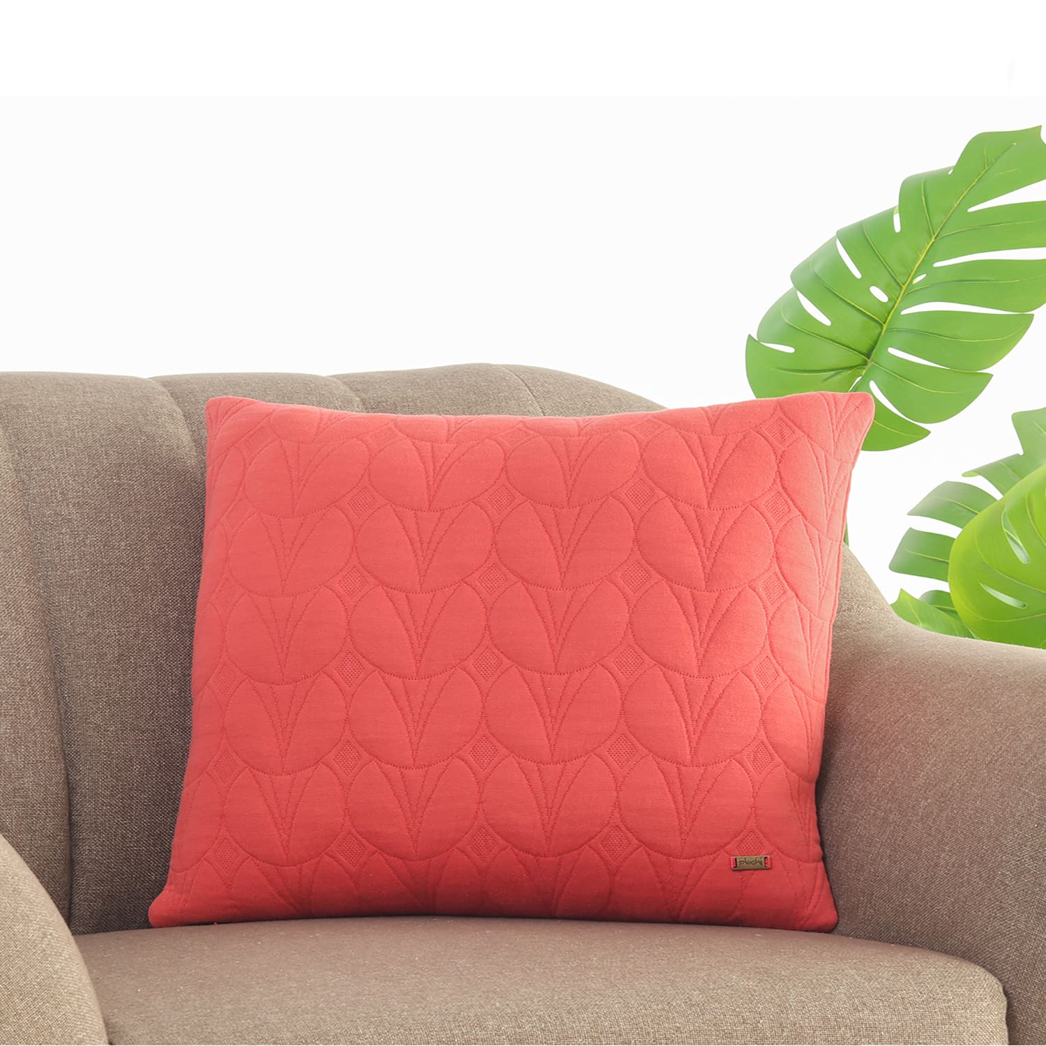 Illusion Castle Pink Quilted Cushion Cover 18X18 Inches