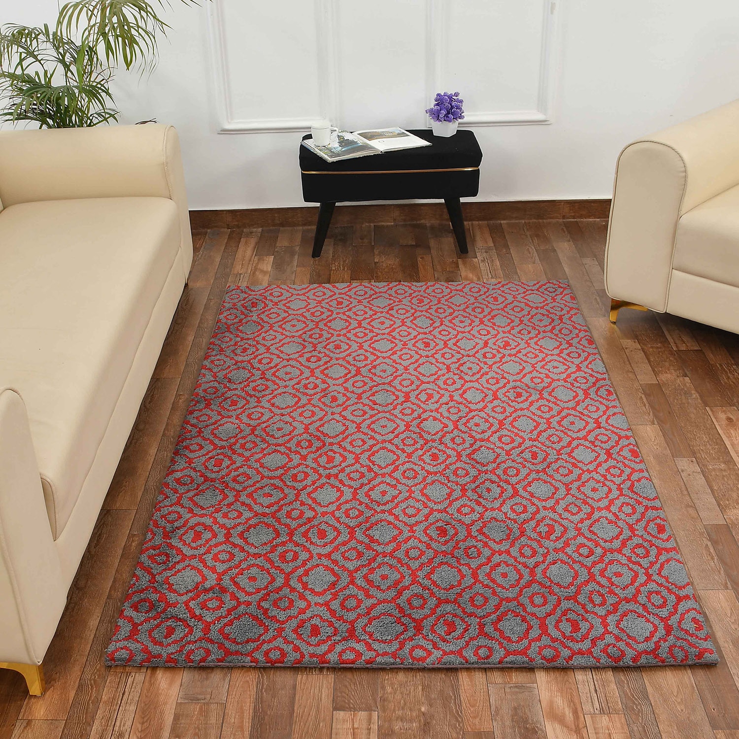 Multicolor Abstract Machine Made Polyester 5 X 7 Feet Carpet - Presto